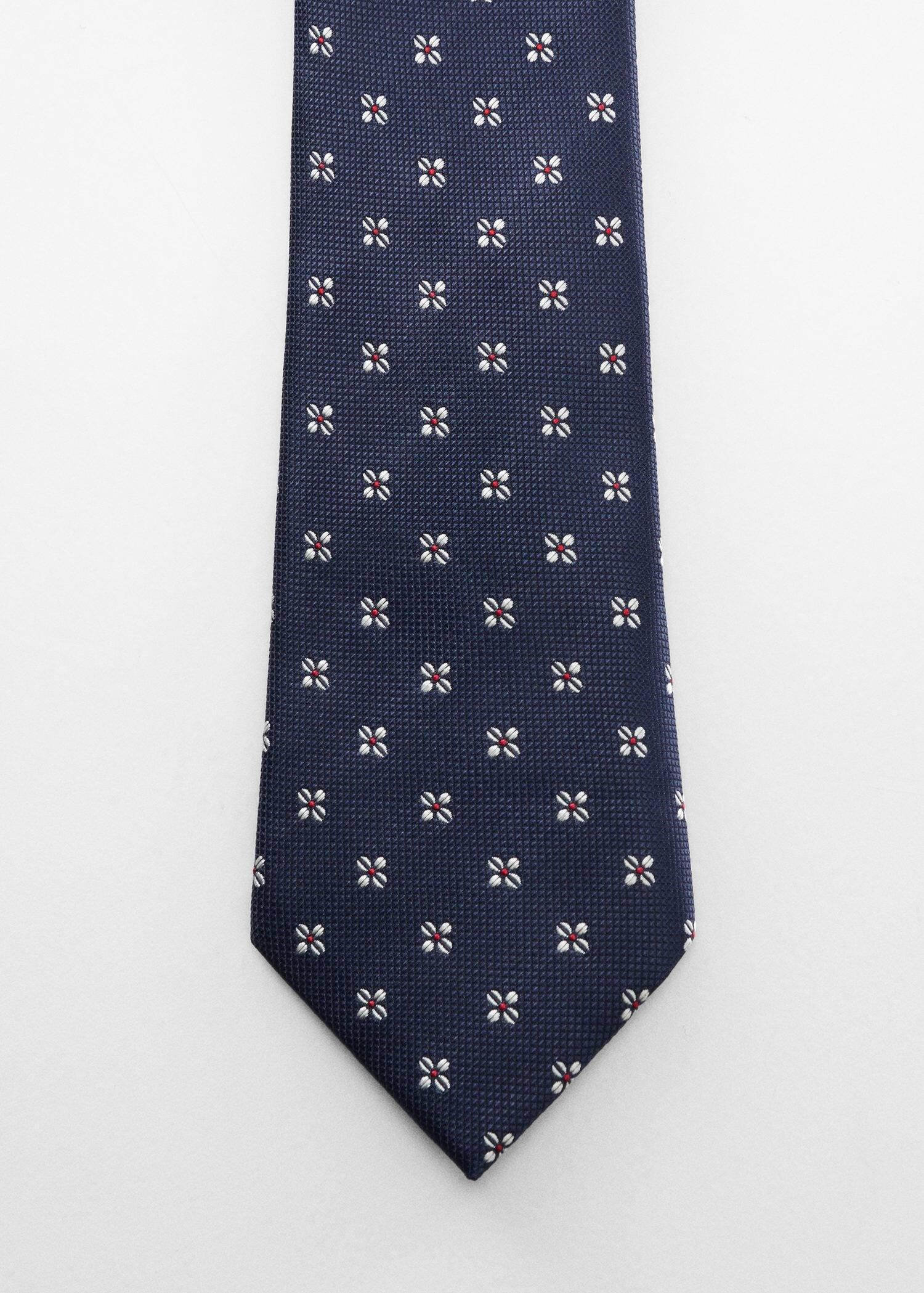 Navy Floral Print Tie, , large image number 1