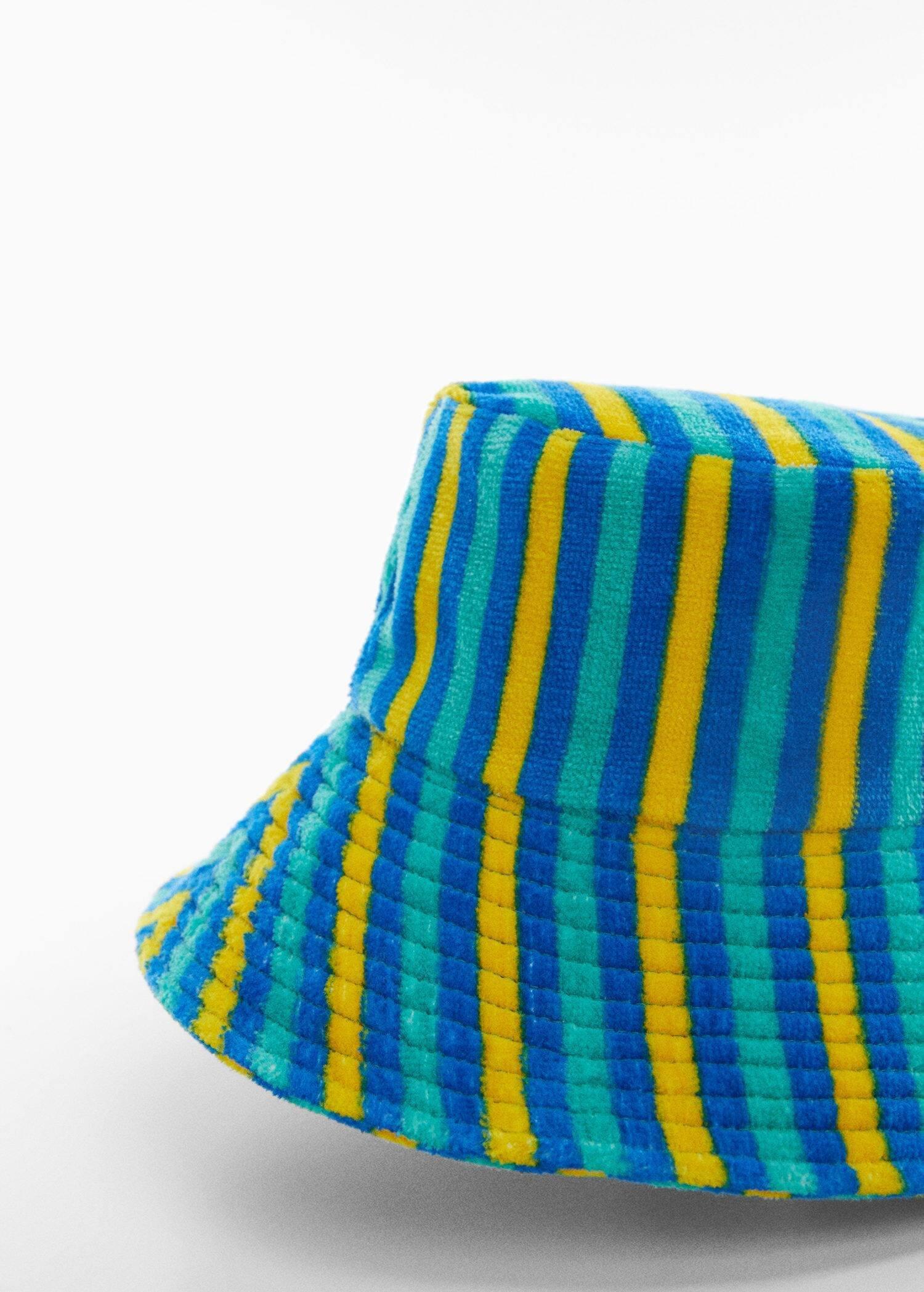 Green Striped Terry Cloth Bucket Hat, , large image number 1