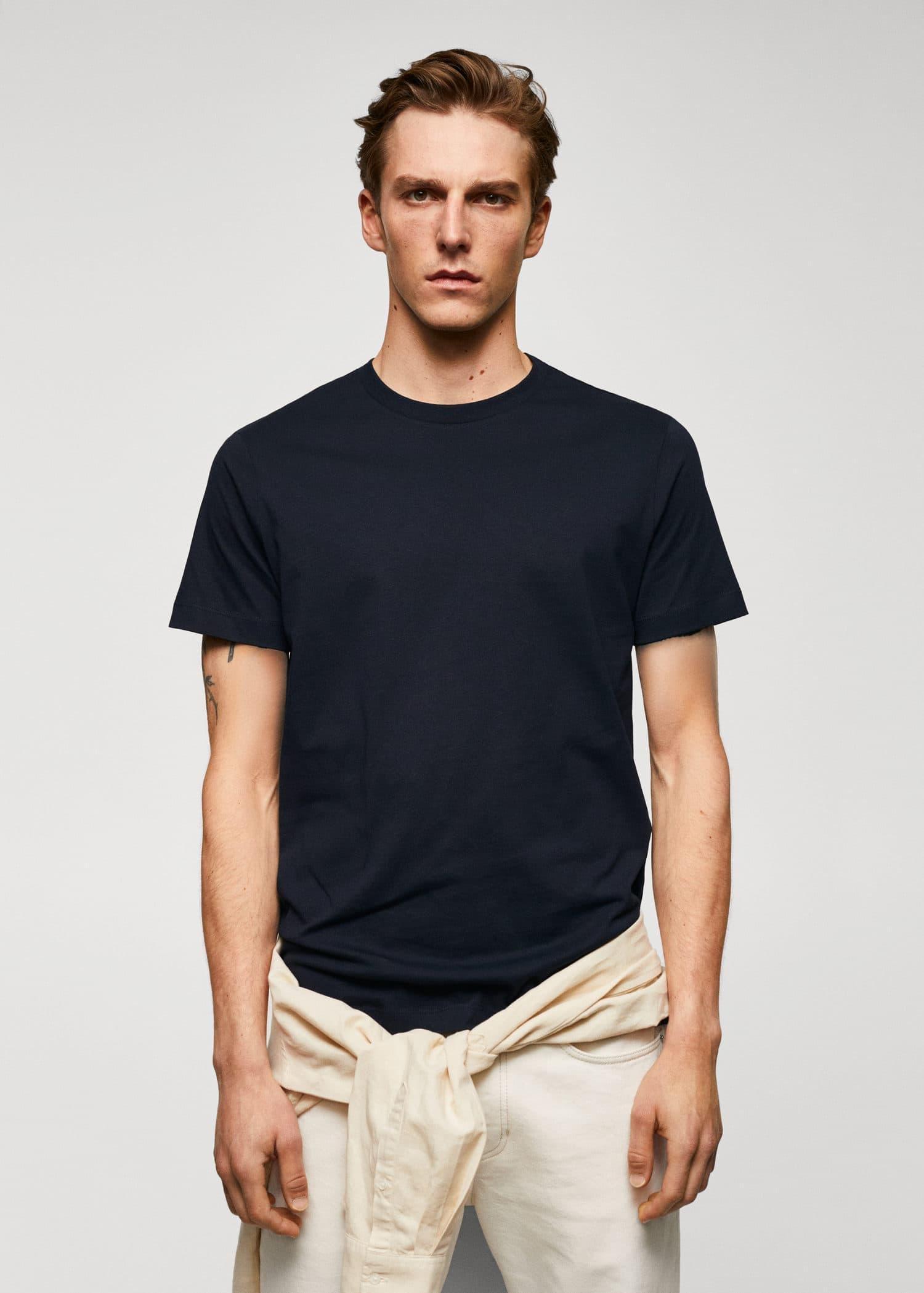 Navy Essential Cotton-Blend T-Shirt, , large image number 0