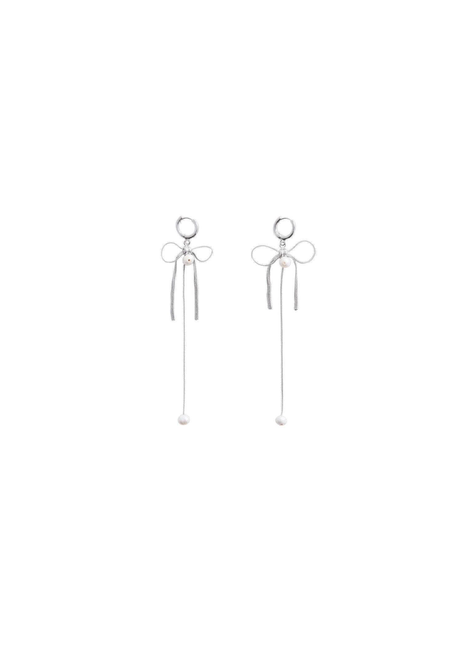 Gold Pearl Bow Earings, , large image number 1