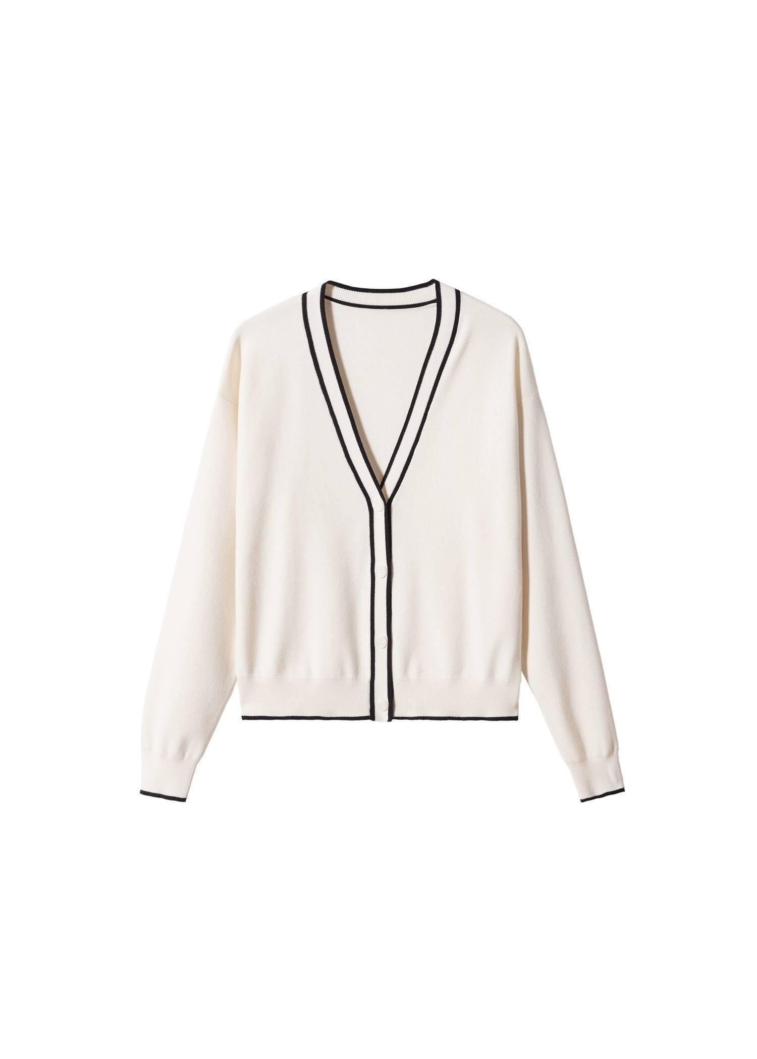 Beige Contrast Detail Knitted Cardigan, , large image number 3