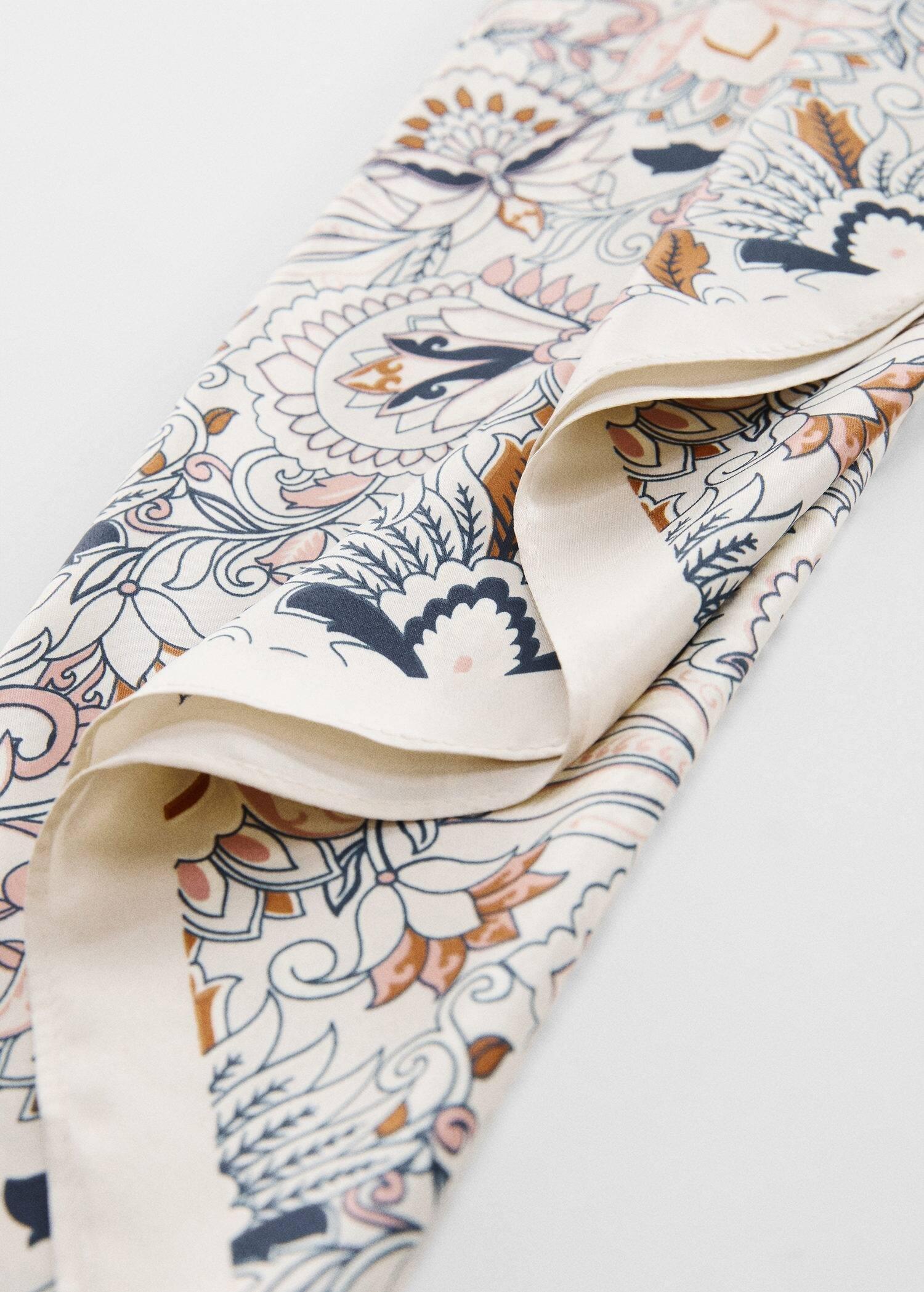 Beige Paisley Print Scarf, , large image number 2