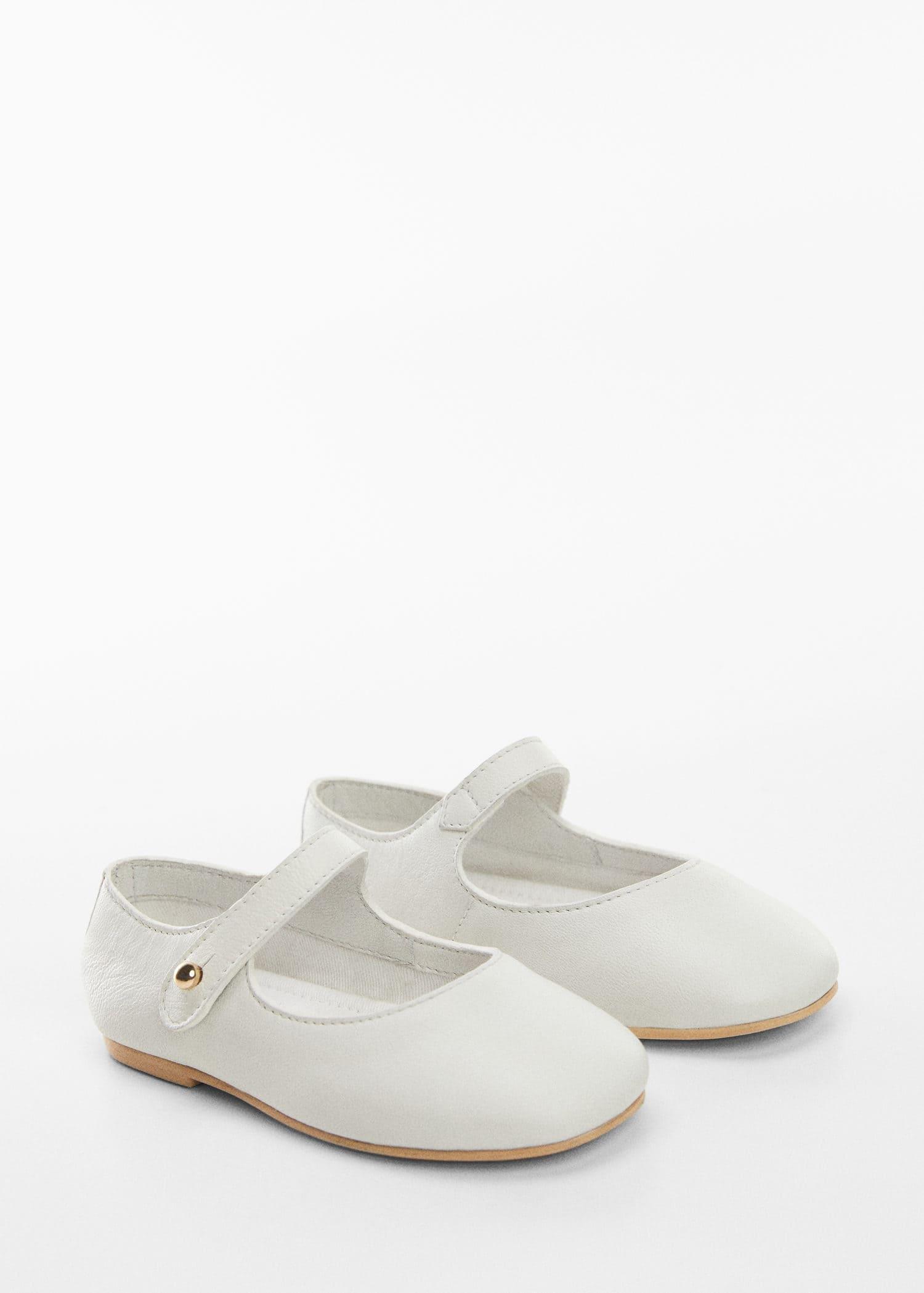 White Strip Leather Ballerina, Kids Girls, , large image number 0