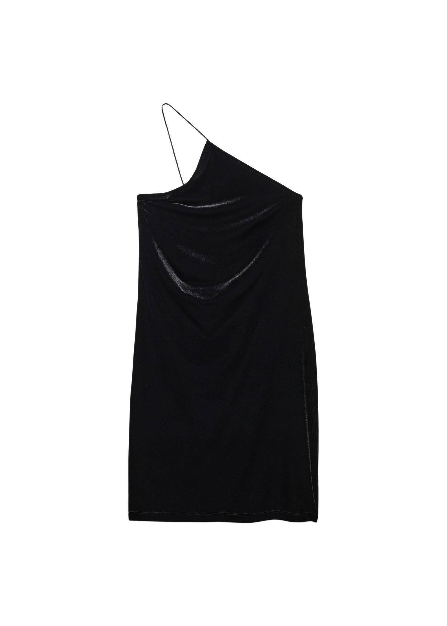 Black Asymmetric Velvet Dress, , large image number 3