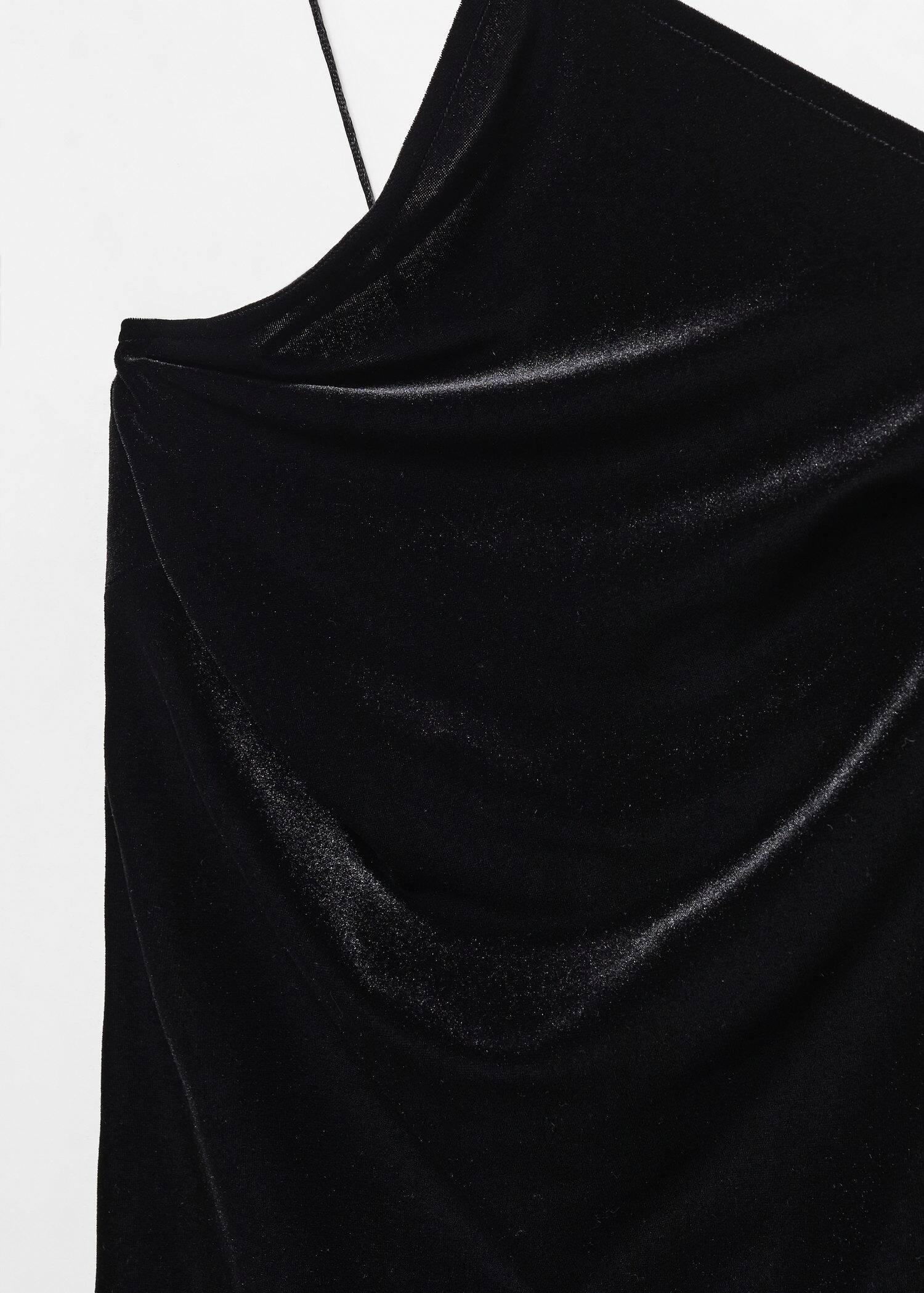 Black Asymmetric Velvet Dress, , large image number 5