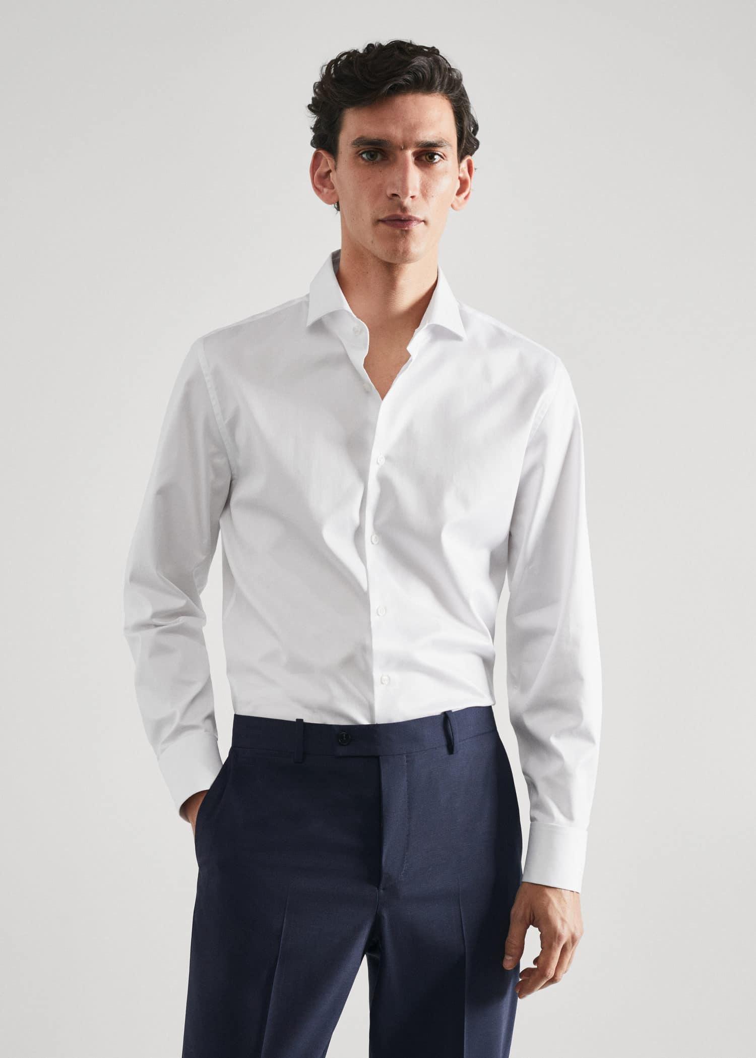 Mango White Slim-Fit Suit Cufflinks Shirt | Azadea UAE