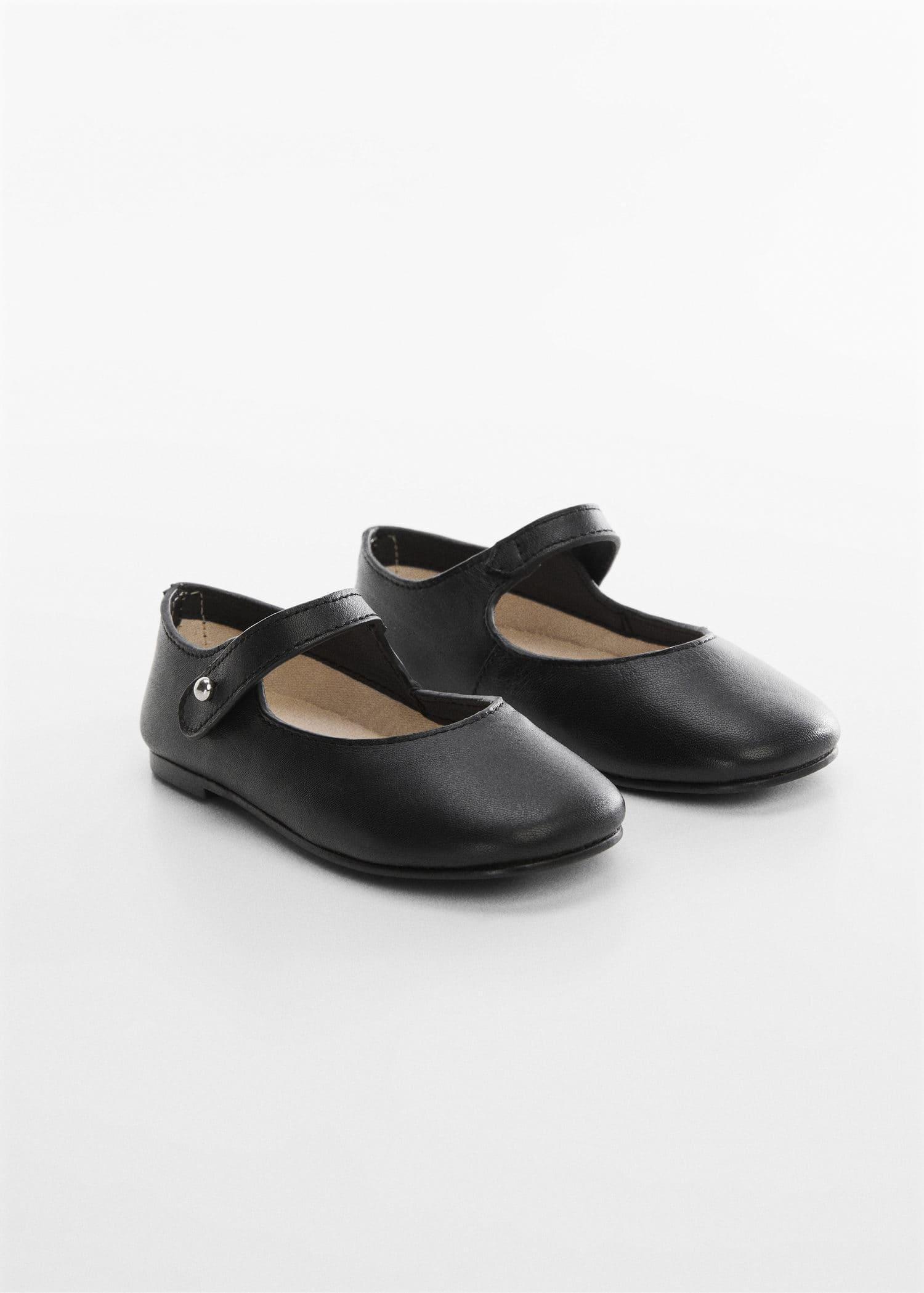 Black Strip Leather Ballerina, Kids Girls, , large image number 0