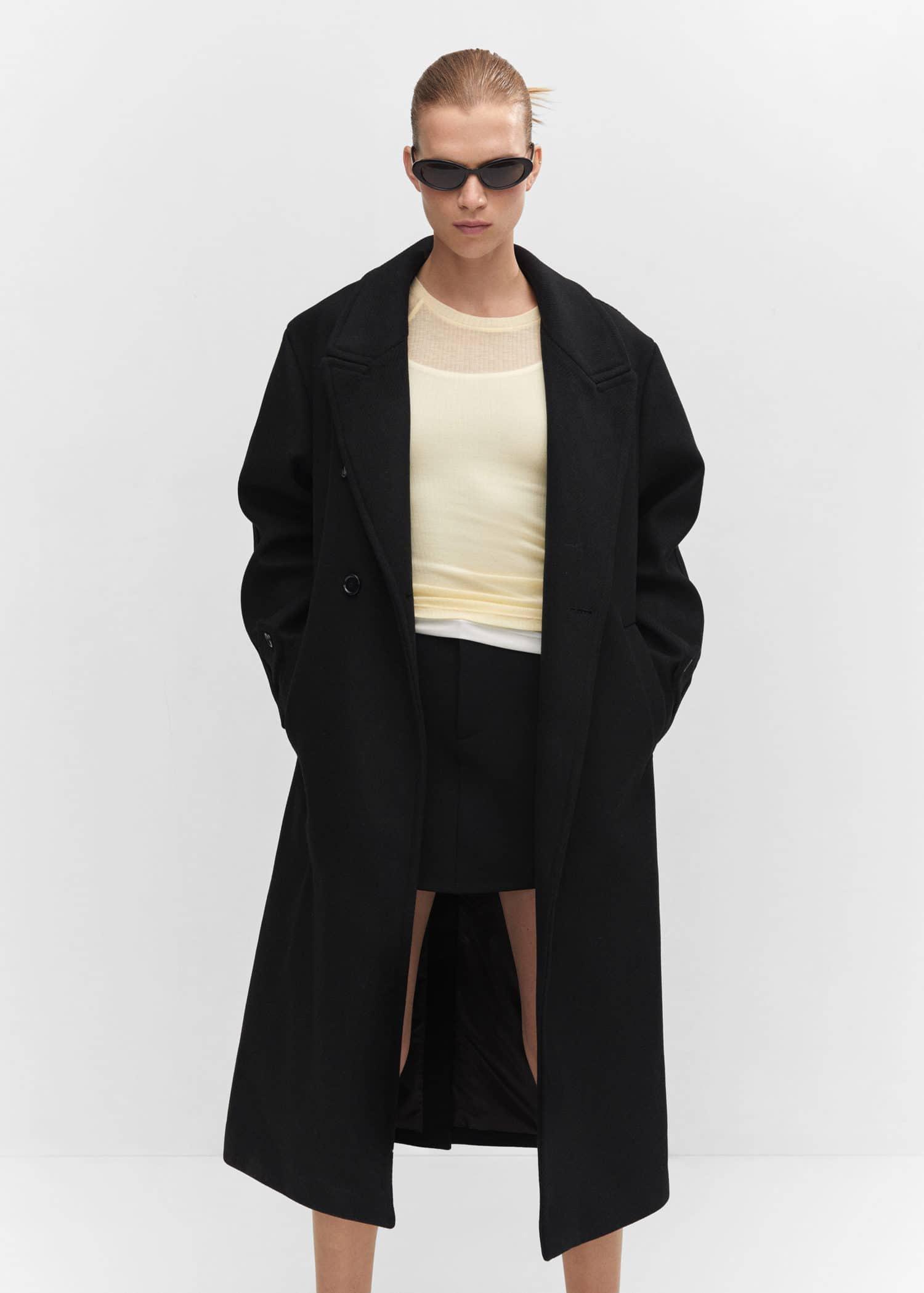 Black Oversize Wool Coat, , large image number 0