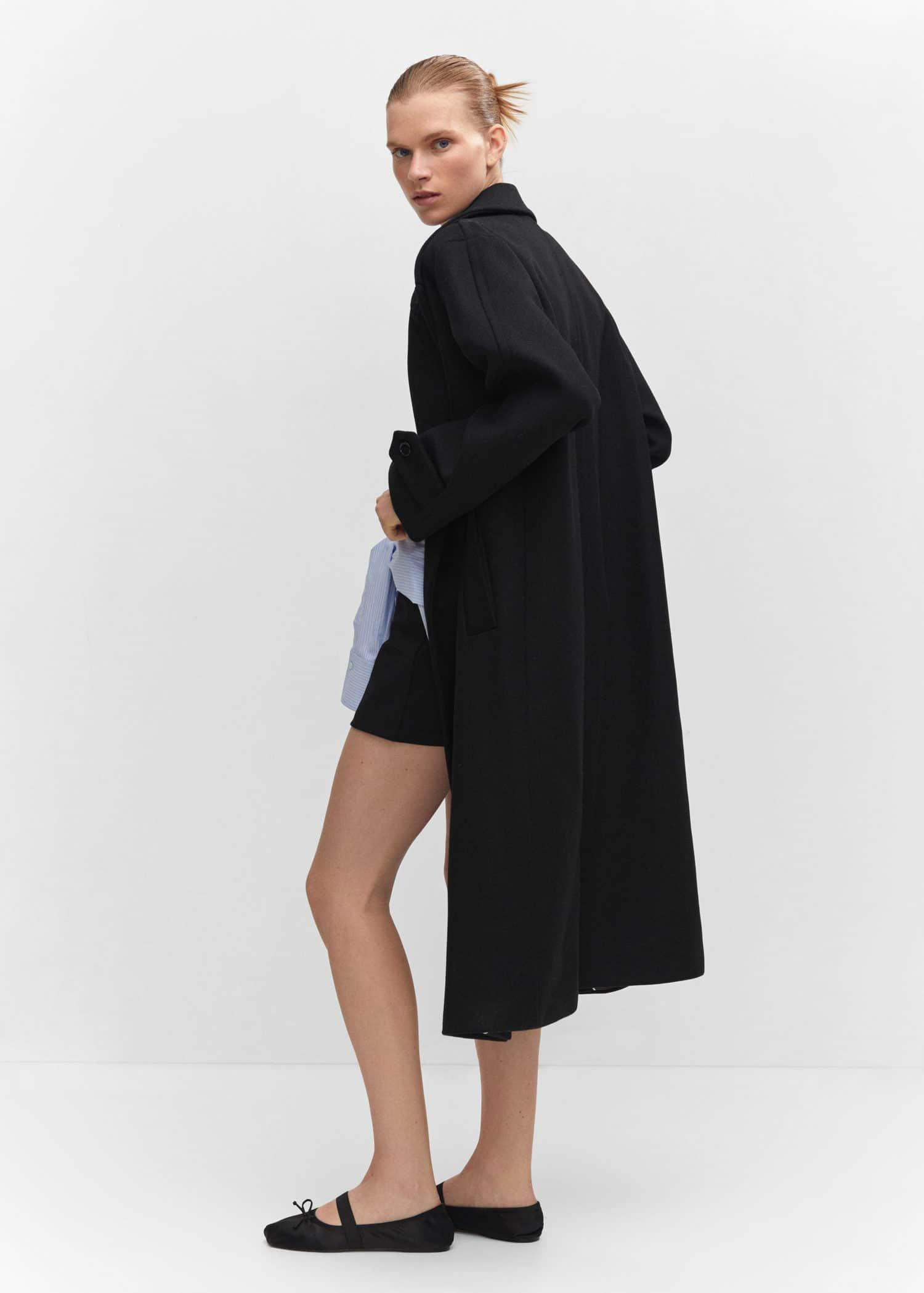 Black Oversize Wool Coat, , large image number 1