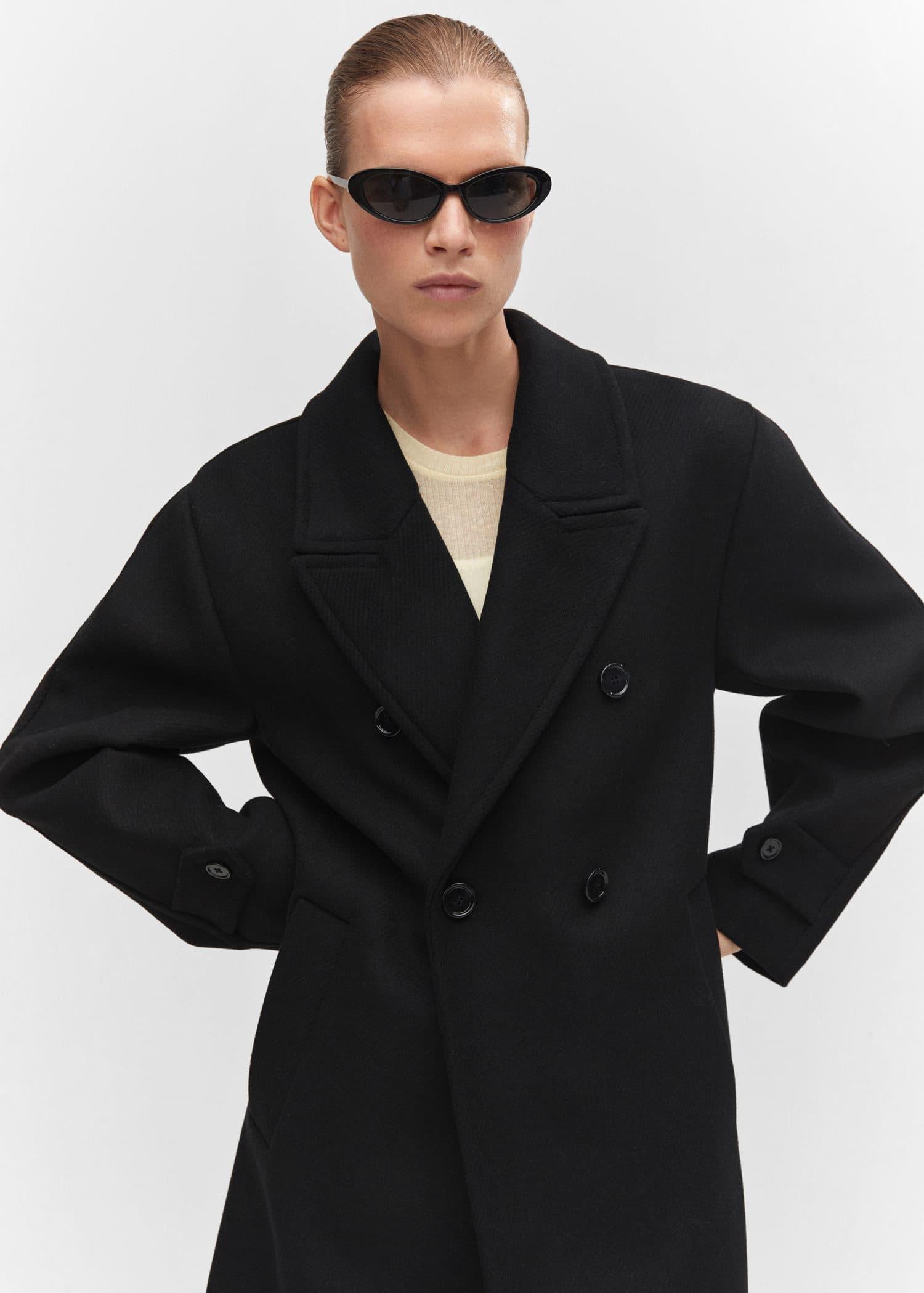 Black Oversize Wool Coat, , large image number 2