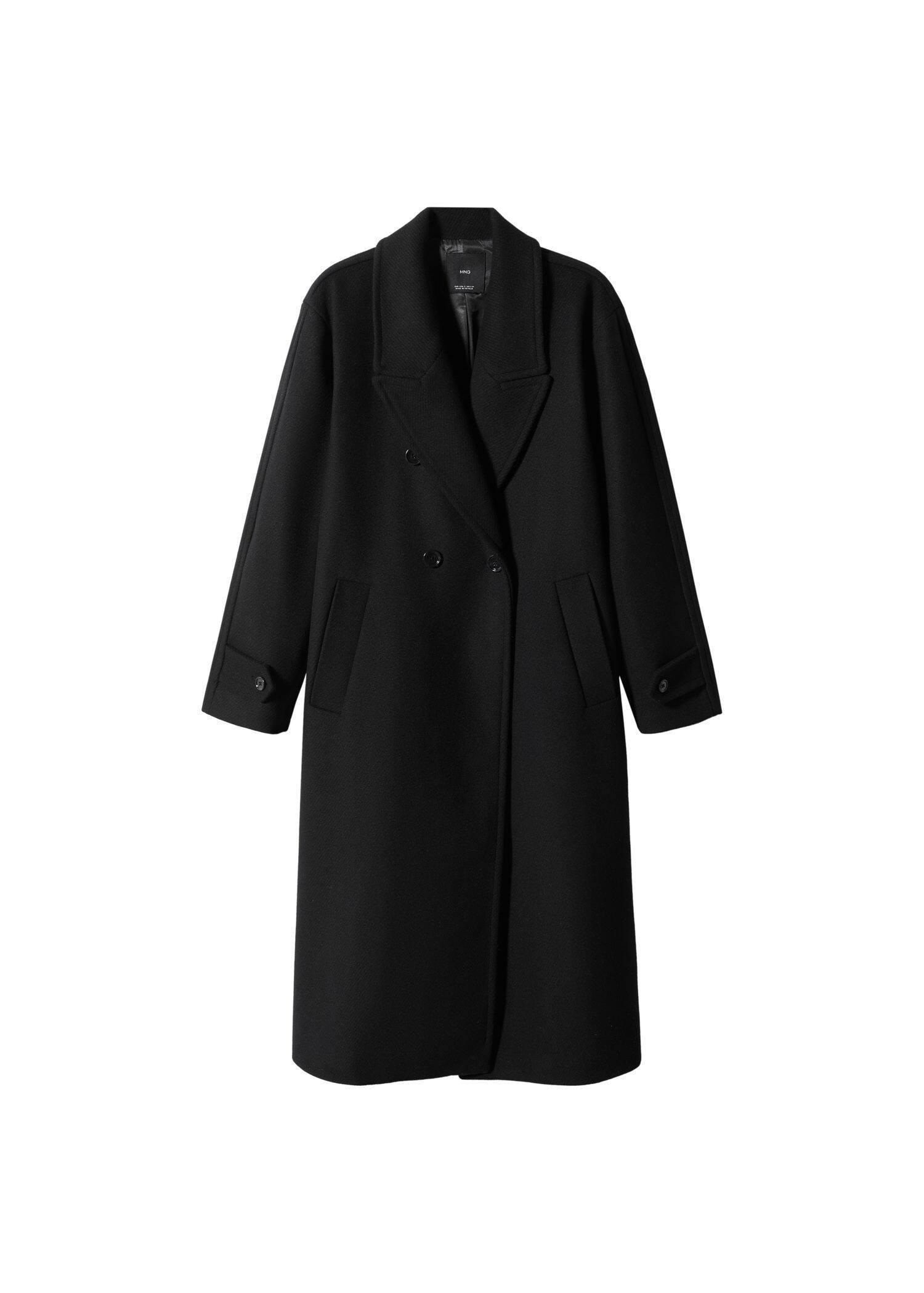 Black Oversize Wool Coat, , large image number 3