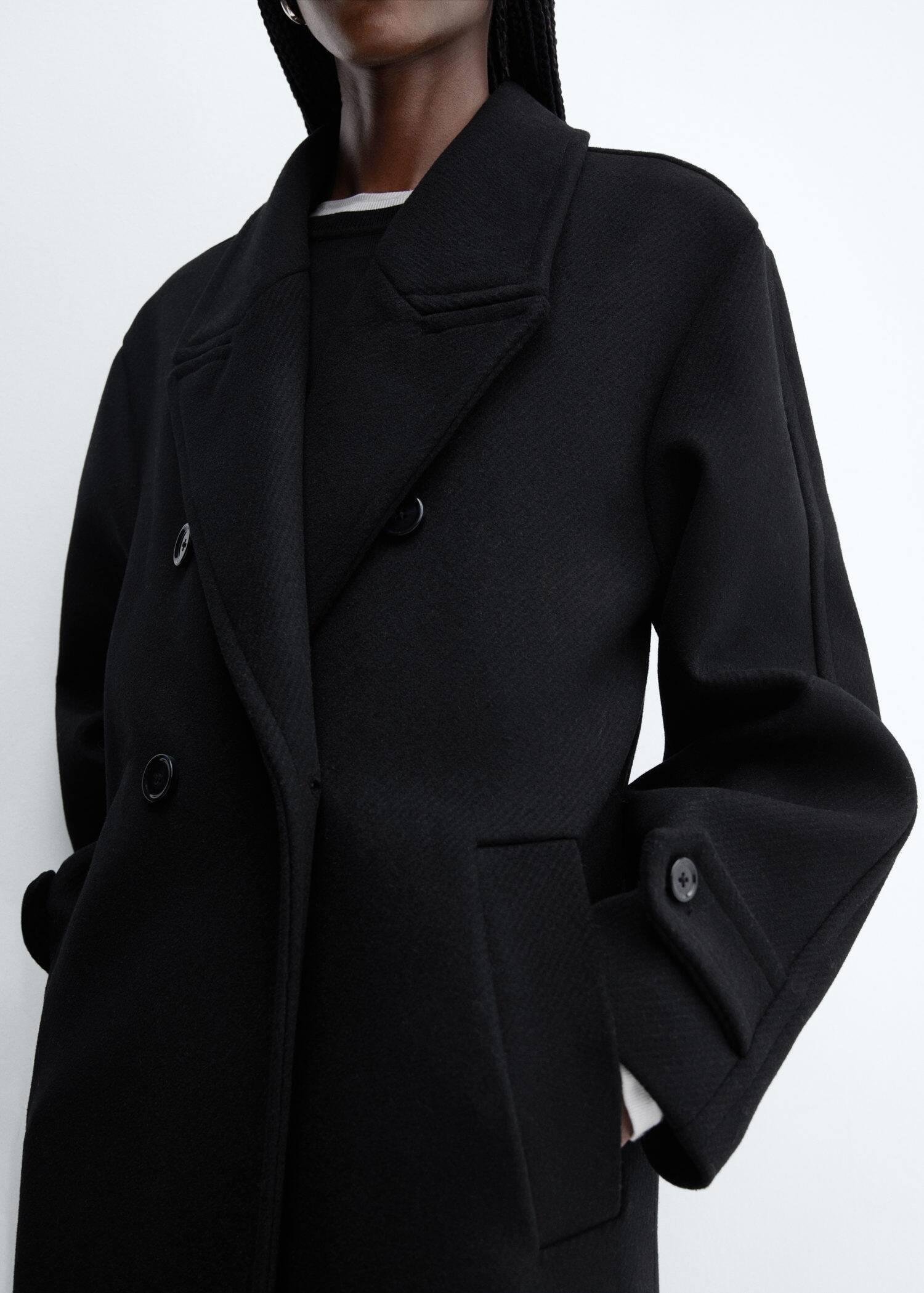 Black Oversize Wool Coat, , large image number 5