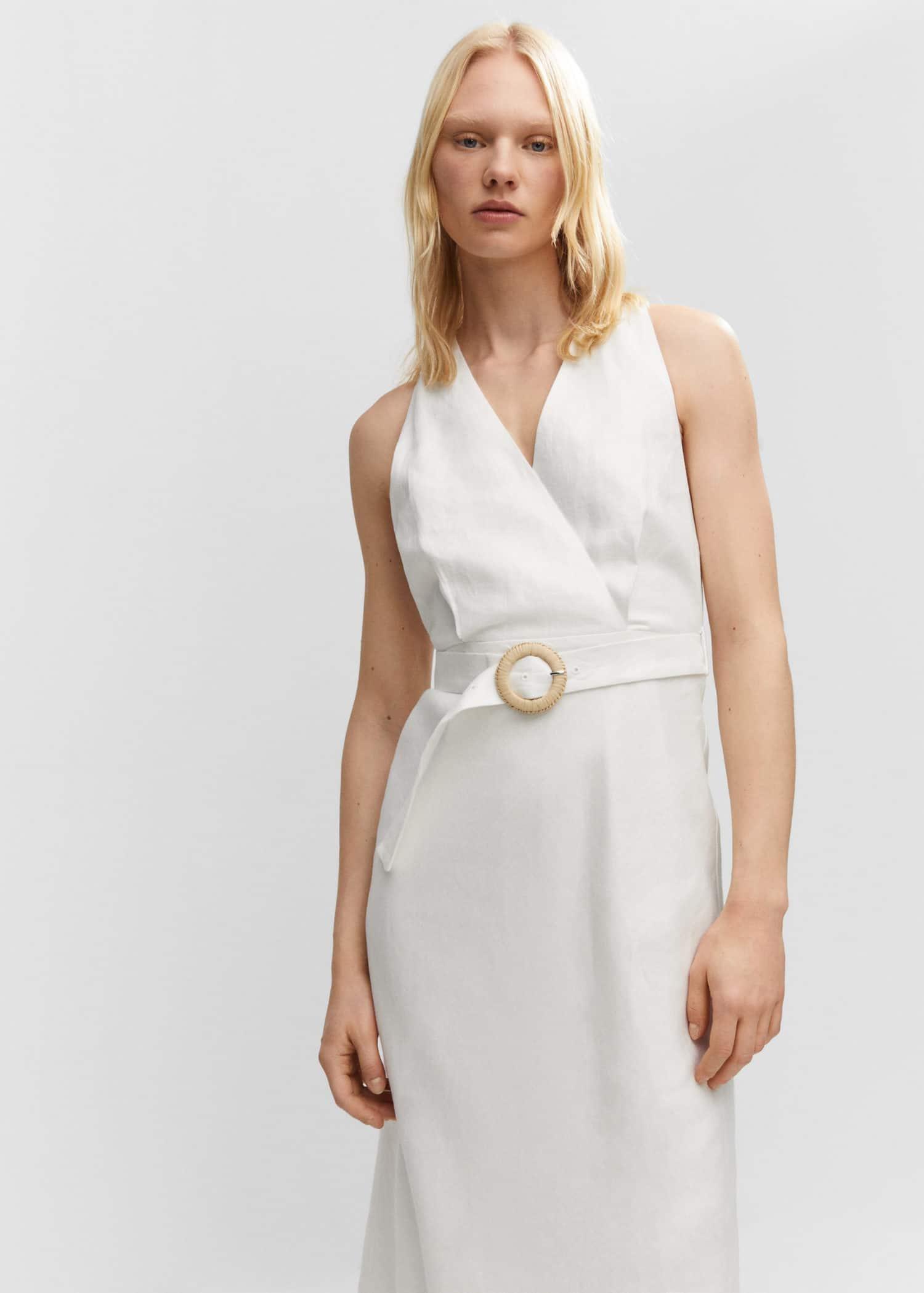 Mango white 2025 linen dress