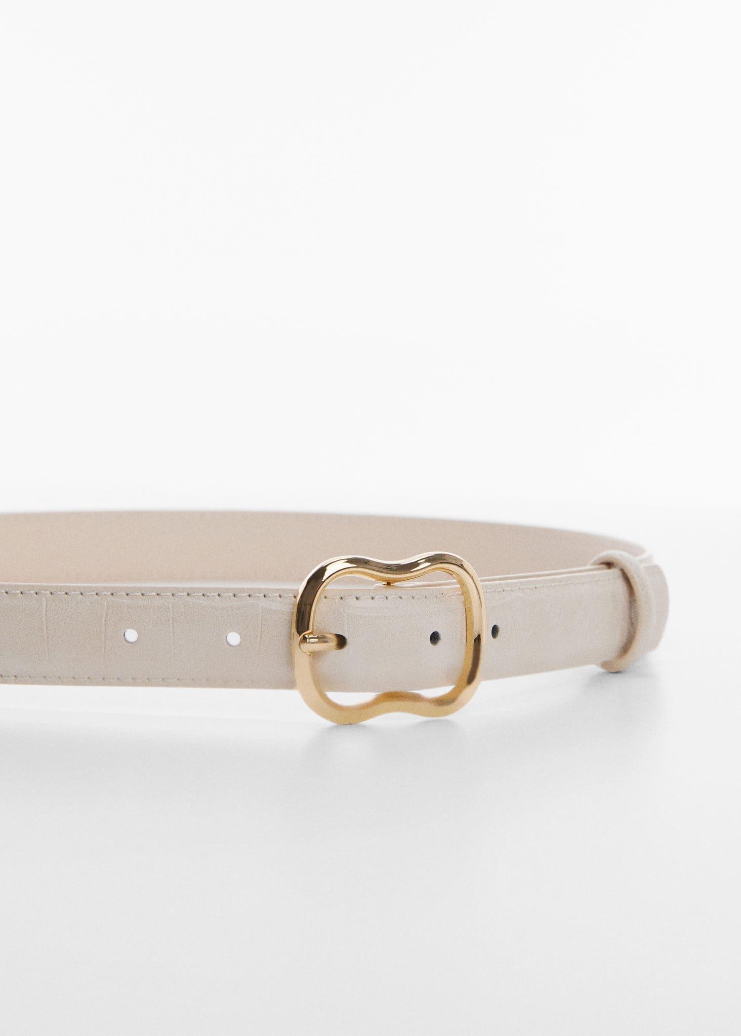 Beige Crocodile Effect Belt, , large image number 0