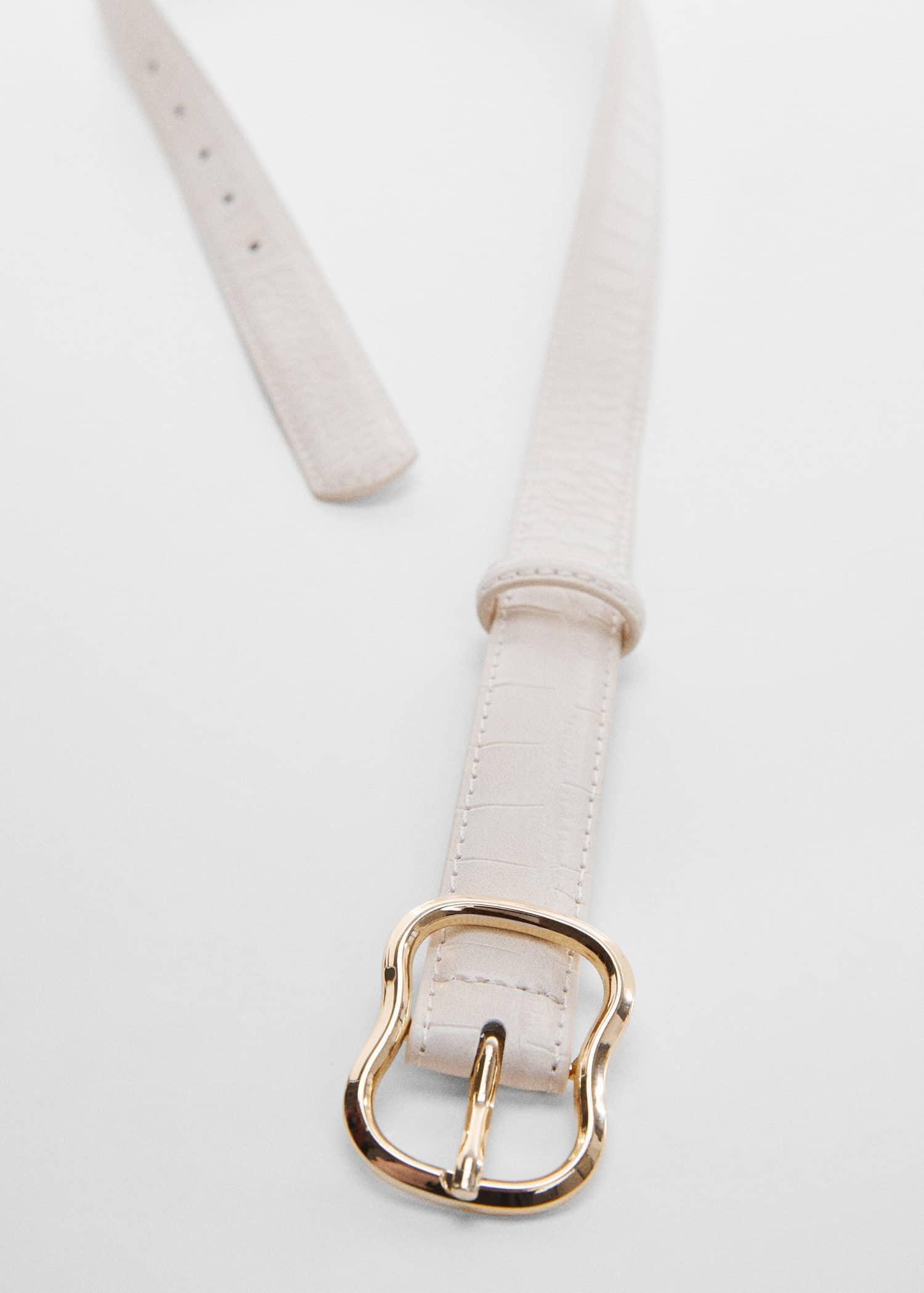 Beige Crocodile Effect Belt, , large image number 1