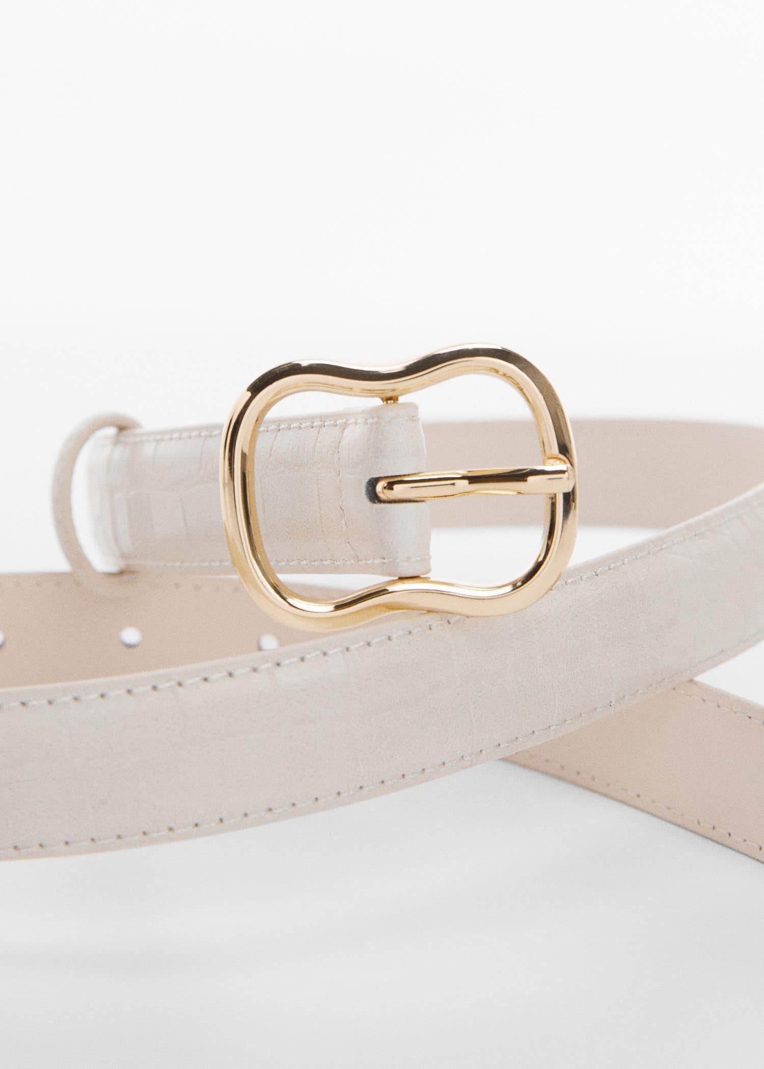 Beige Crocodile Effect Belt, , large image number 2