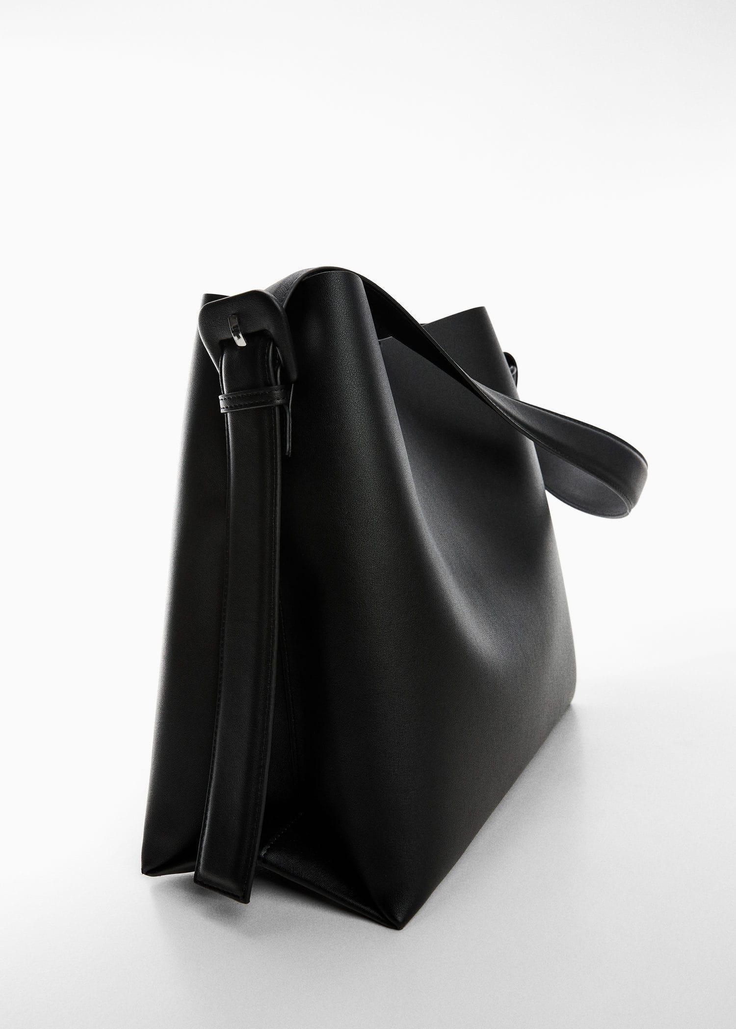 Black Buckled Shopper Bag, , large image number 0
