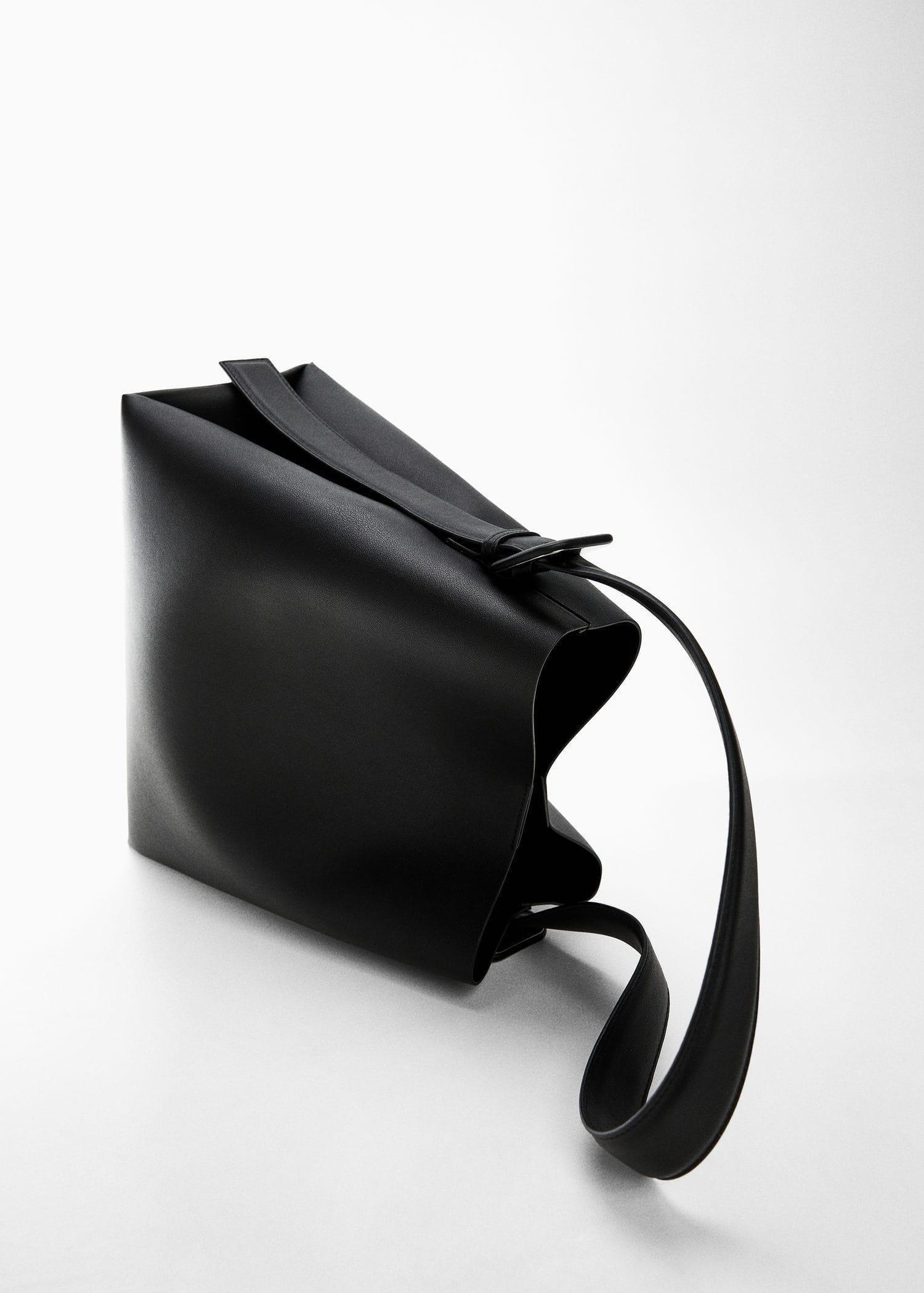 Black Buckled Shopper Bag, , large image number 4