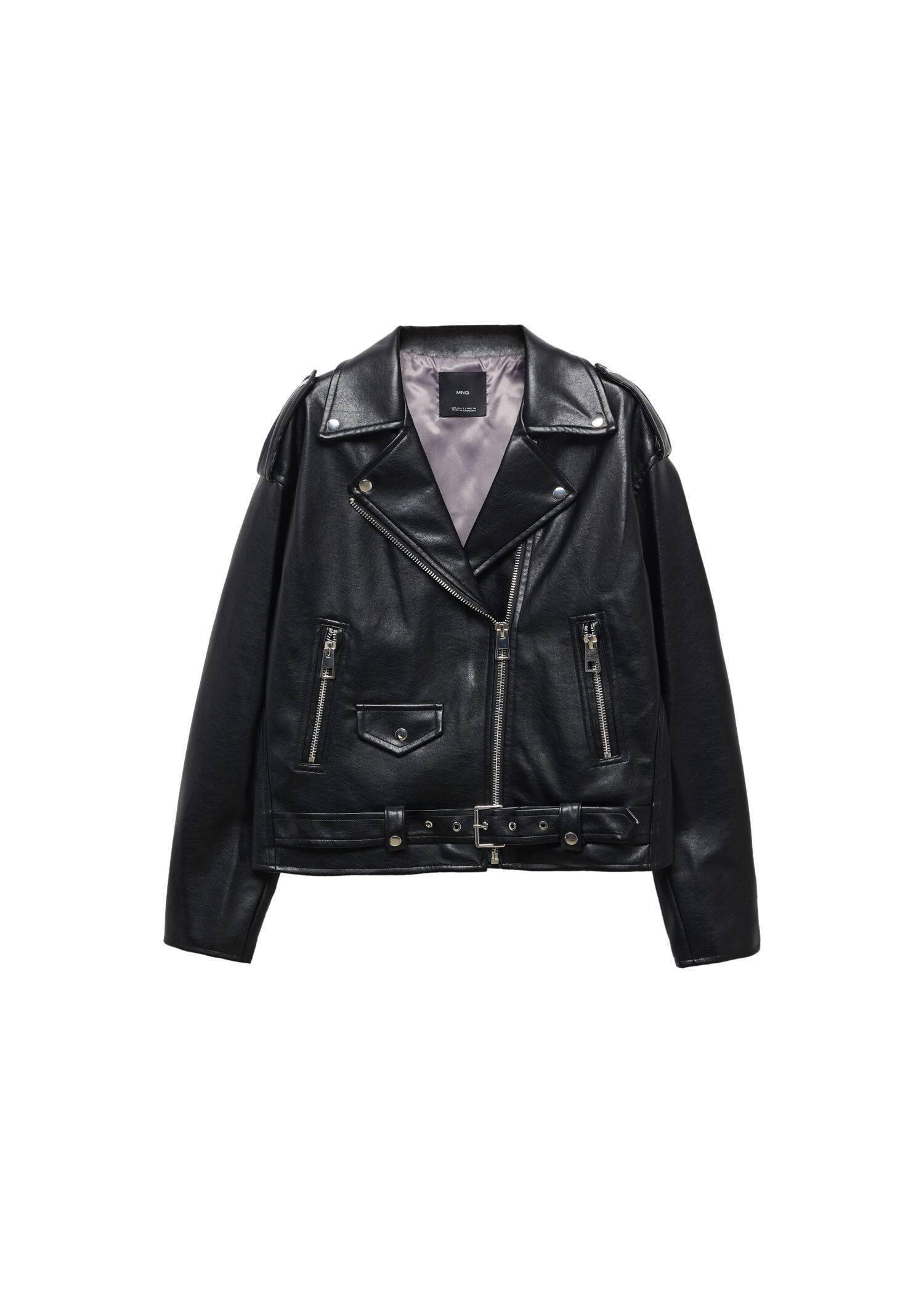 Black Oversize Leather Effect Jacket, , large image number 3