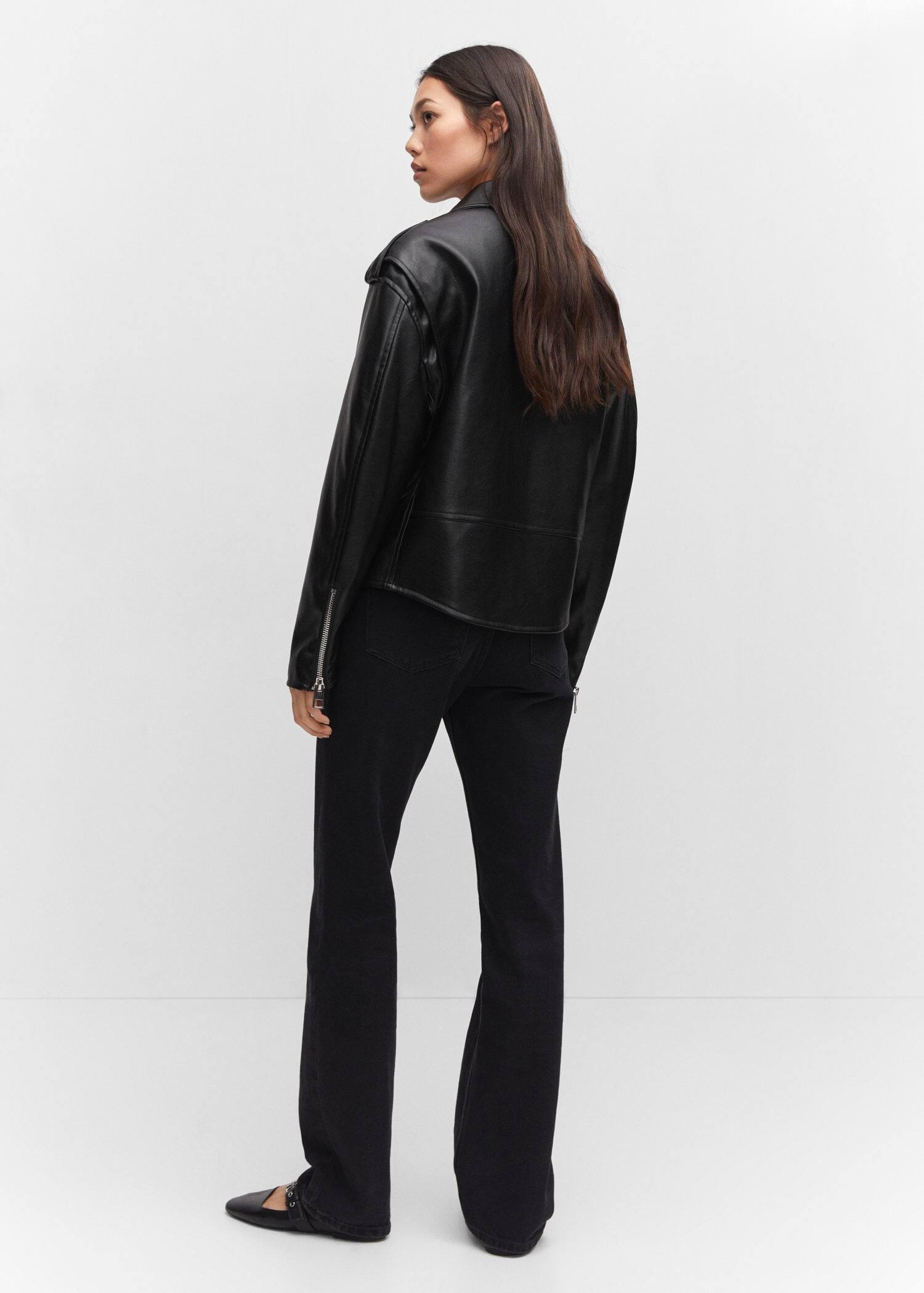 Black Oversize Leather Effect Jacket, , large image number 6
