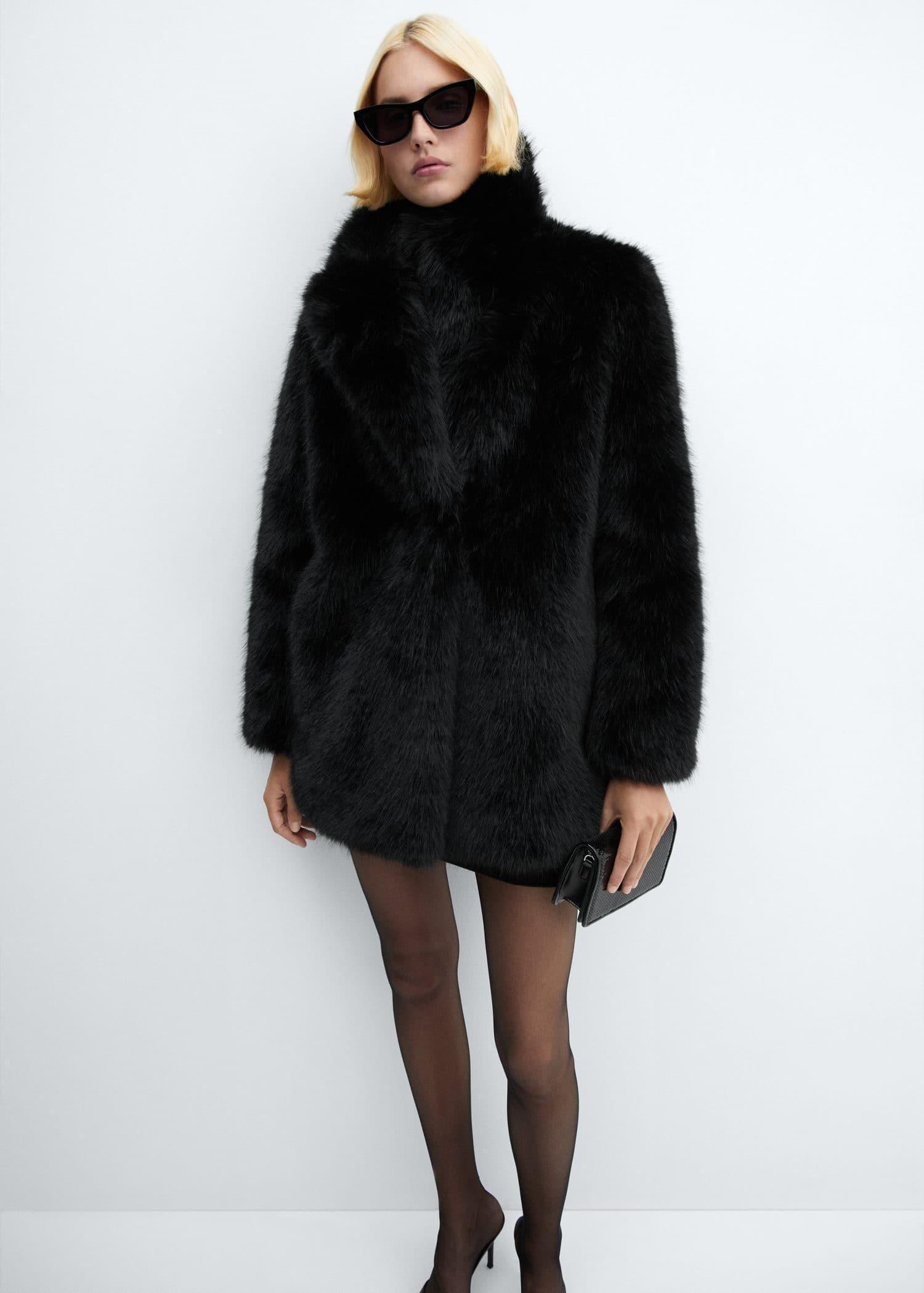 Mango lapels clearance faux fur coat