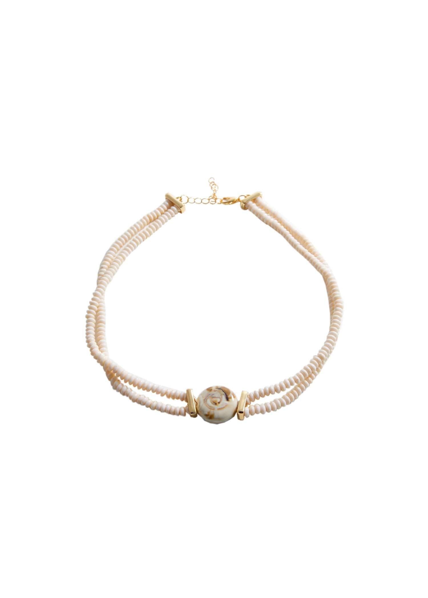 Beige Shell Pendant Pearl Necklace, , large image number 1