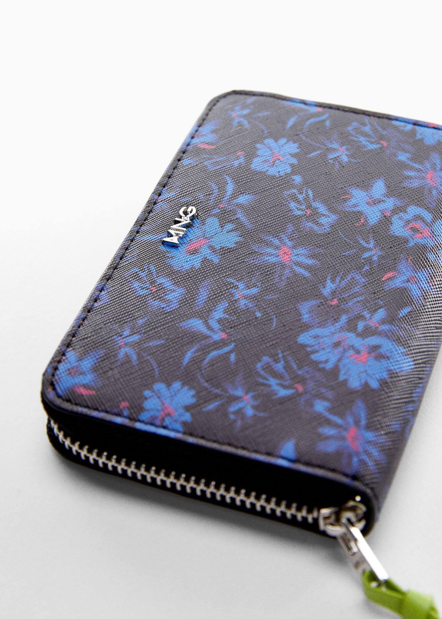 Black Floral Saffiano-Effect Wallet, , large image number 1