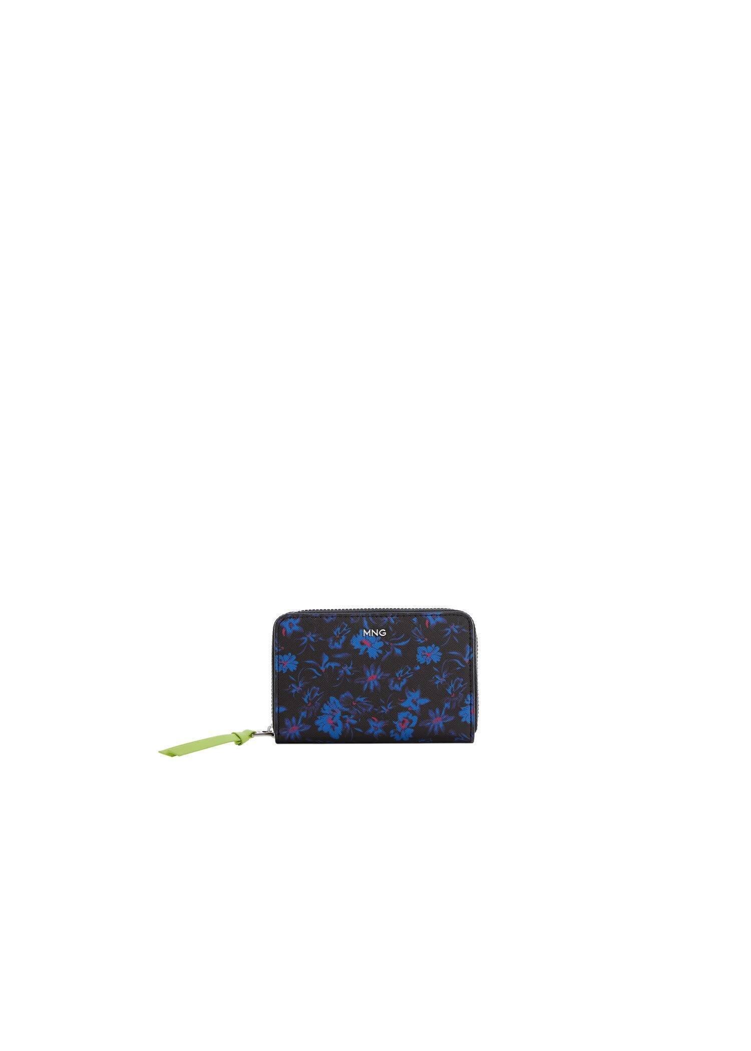 Black Floral Saffiano-Effect Wallet, , large image number 3