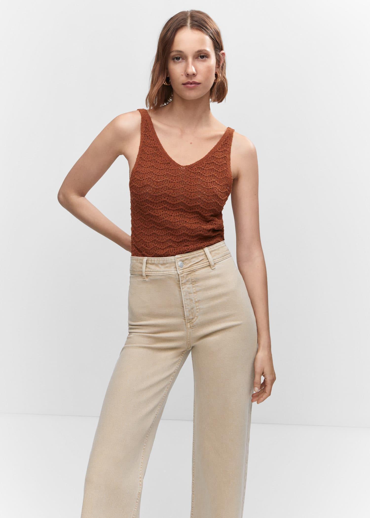 Beige Jeans Culotte High Waist, , large image number 0