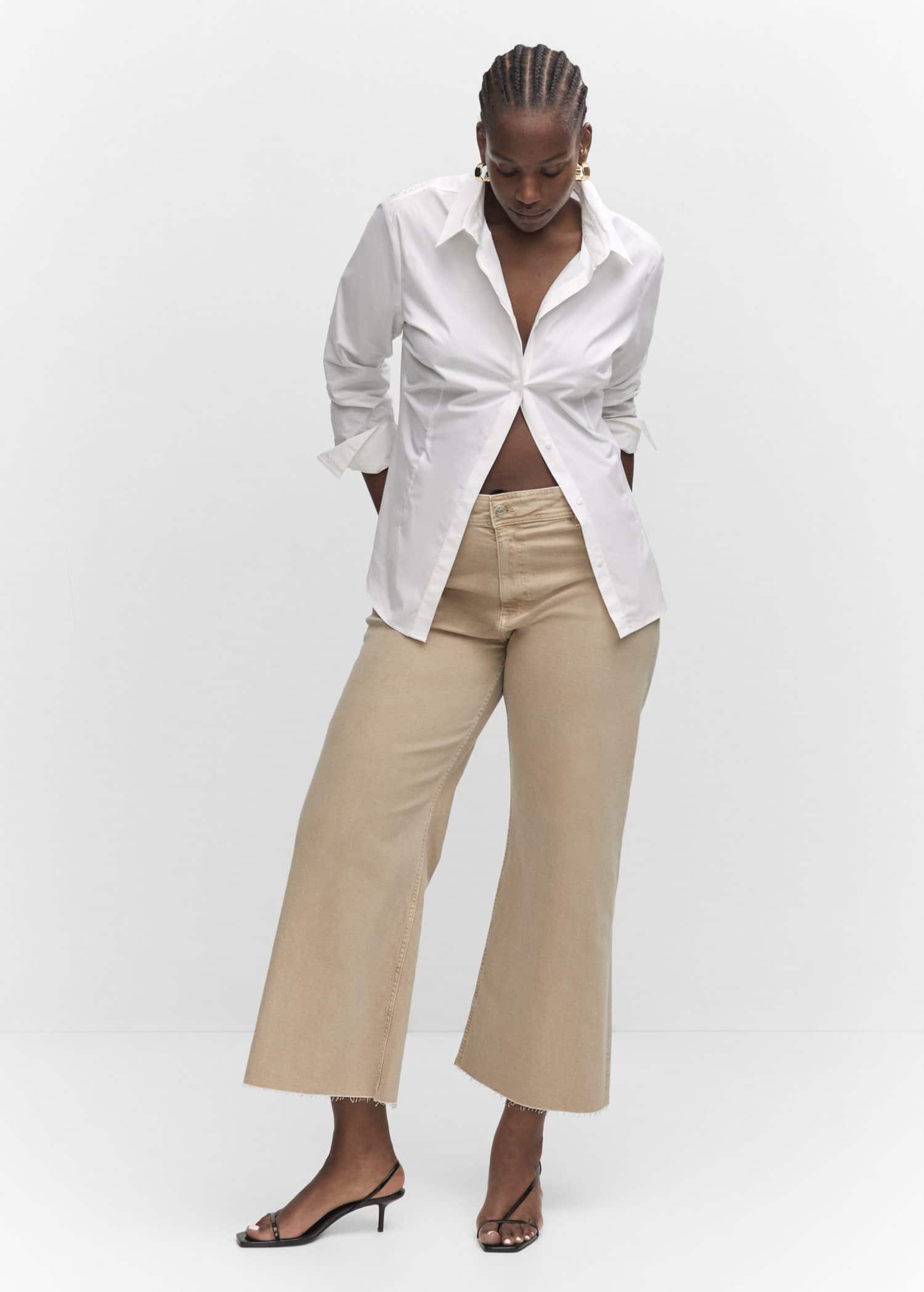 Beige Jeans Culotte High Waist, , large image number 2