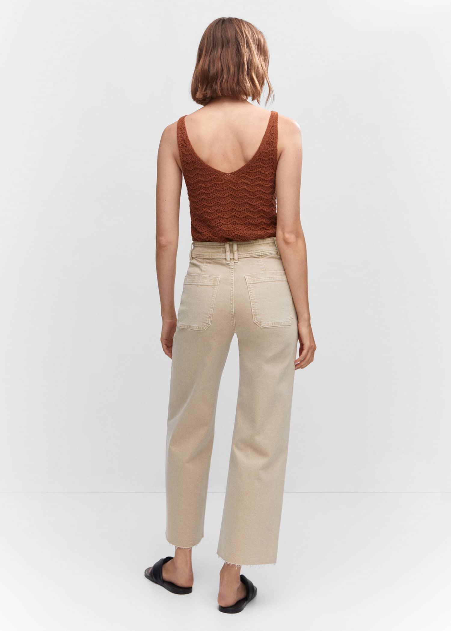 Beige Jeans Culotte High Waist, , large image number 8
