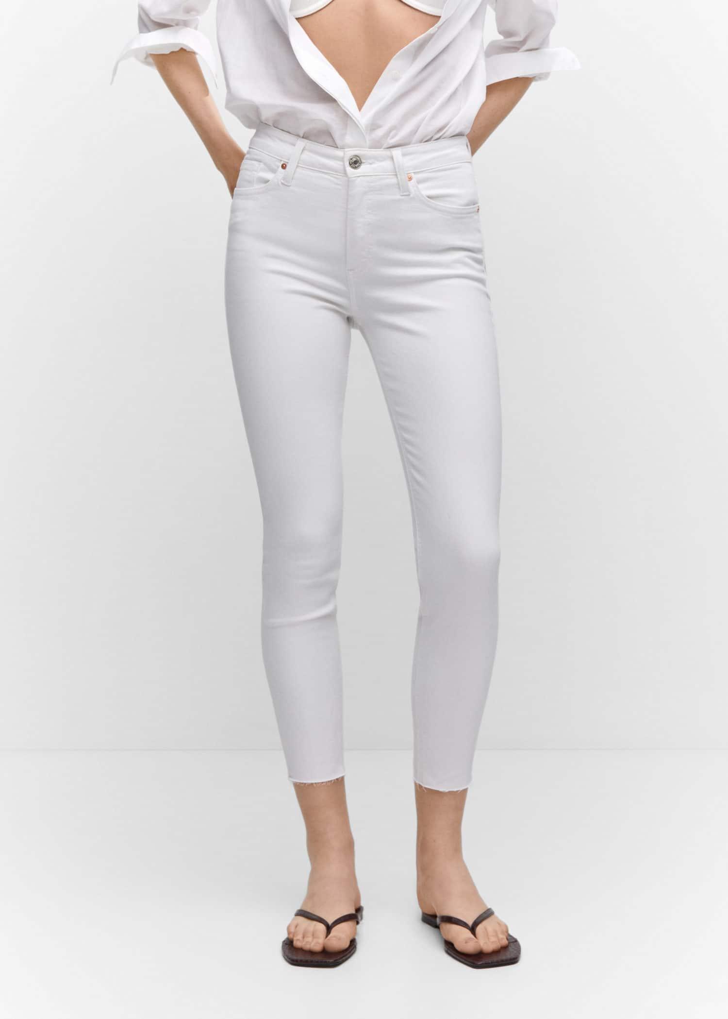 White Skinny Cropped Jeans, , large image number 0
