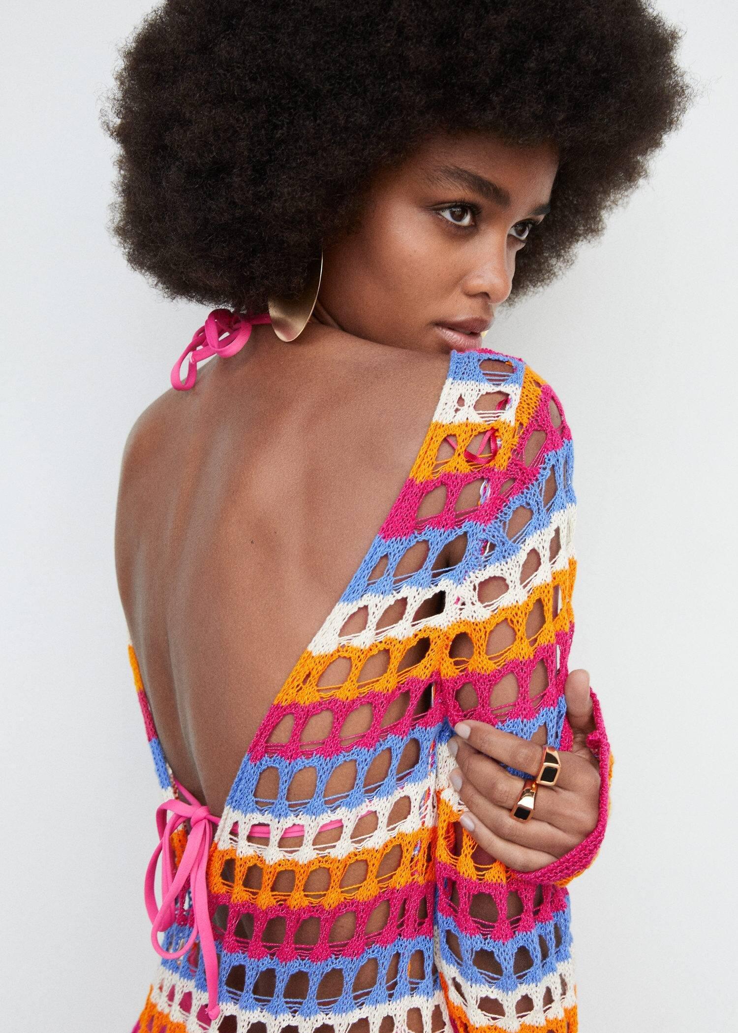 Orange Multi-Coloured Crochet Dress, , large image number 1