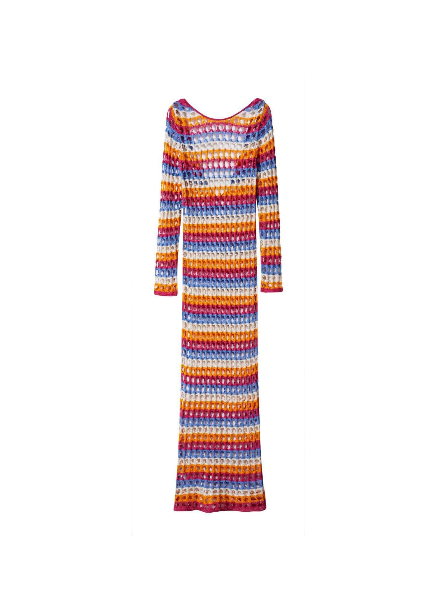 Orange Multi-Coloured Crochet Dress, , large image number 3