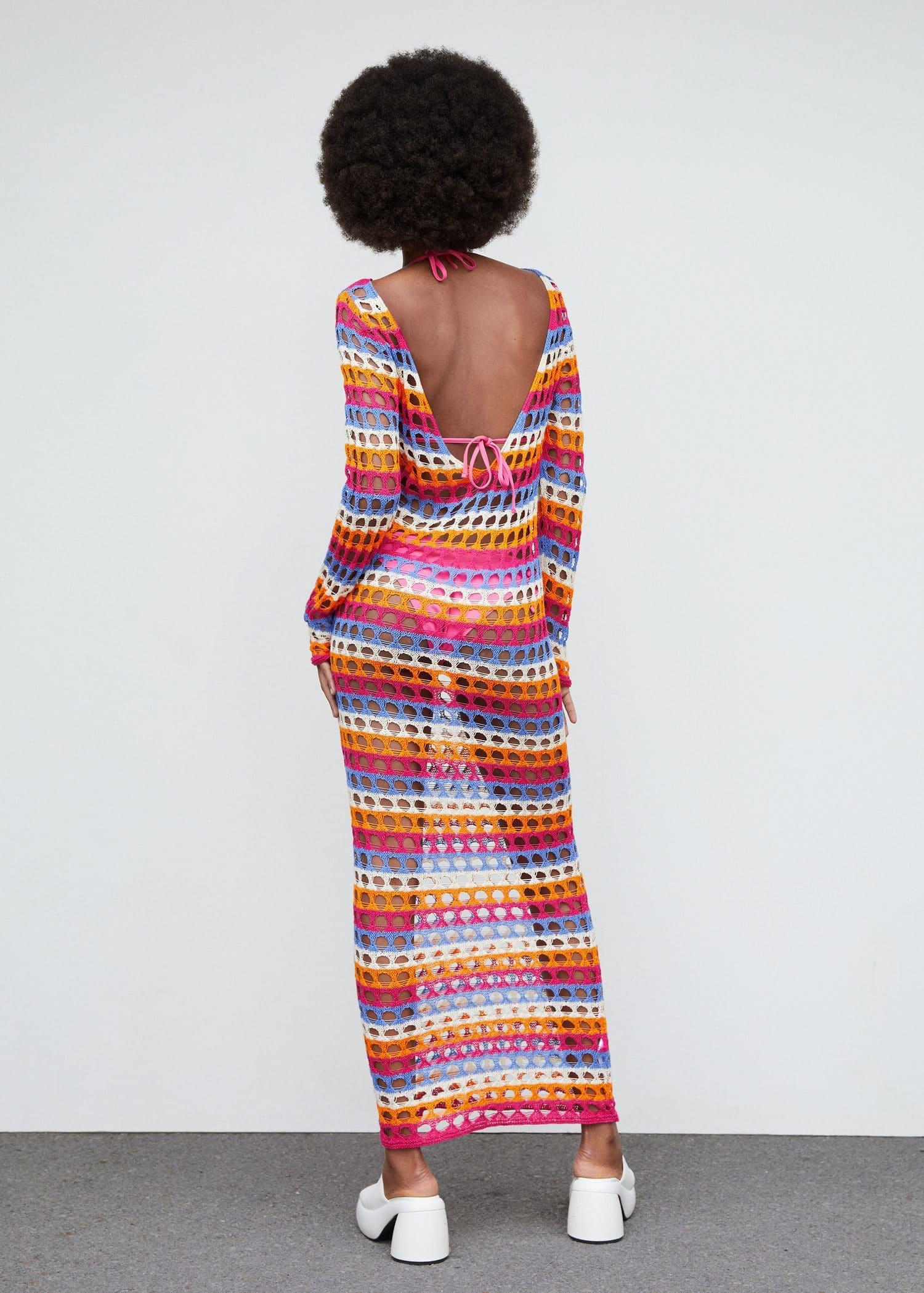 Orange Multi-Coloured Crochet Dress, , large image number 6