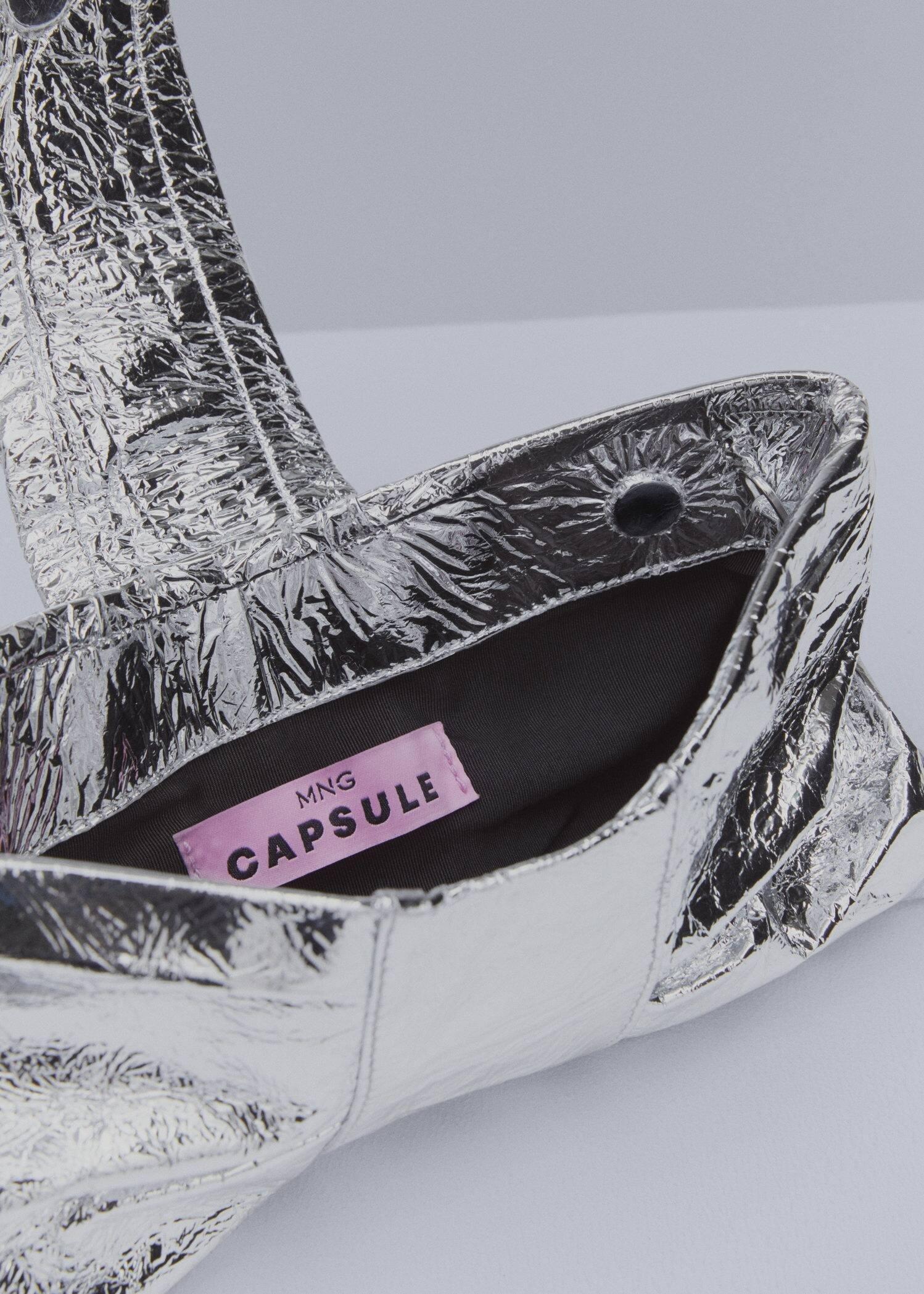 Silver Leather Bow Design Bag, , large image number 1