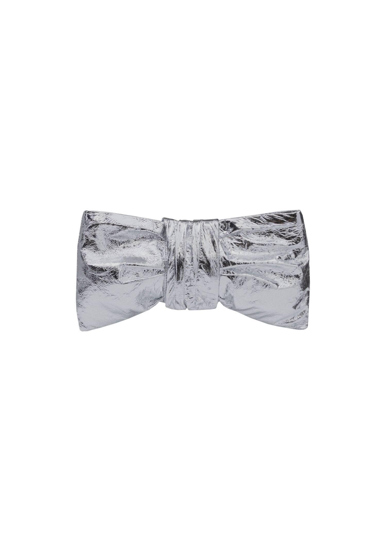 Silver Leather Bow Design Bag, , large image number 3