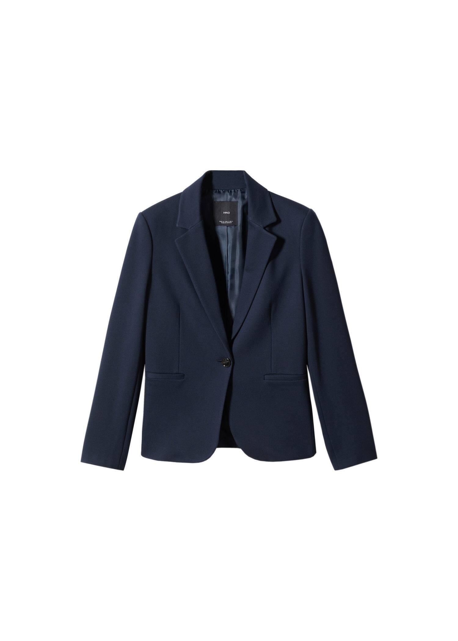 Navy Fitted Blazer With Blunt Stitch, , large image number 5