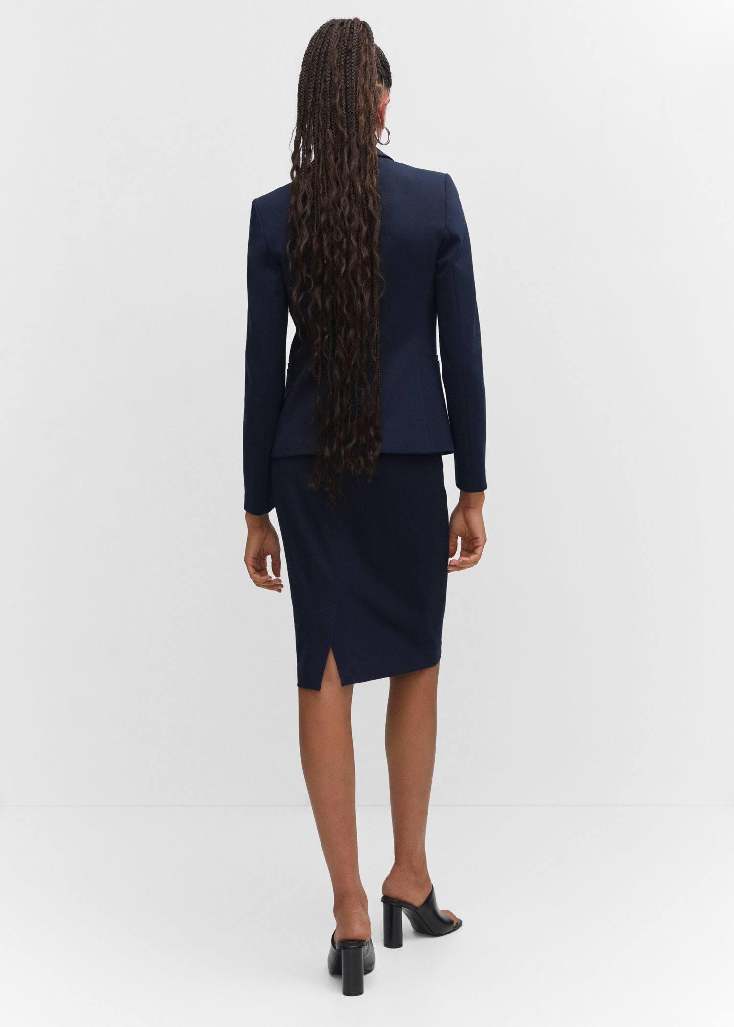 Navy Fitted Blazer With Blunt Stitch, , large image number 6
