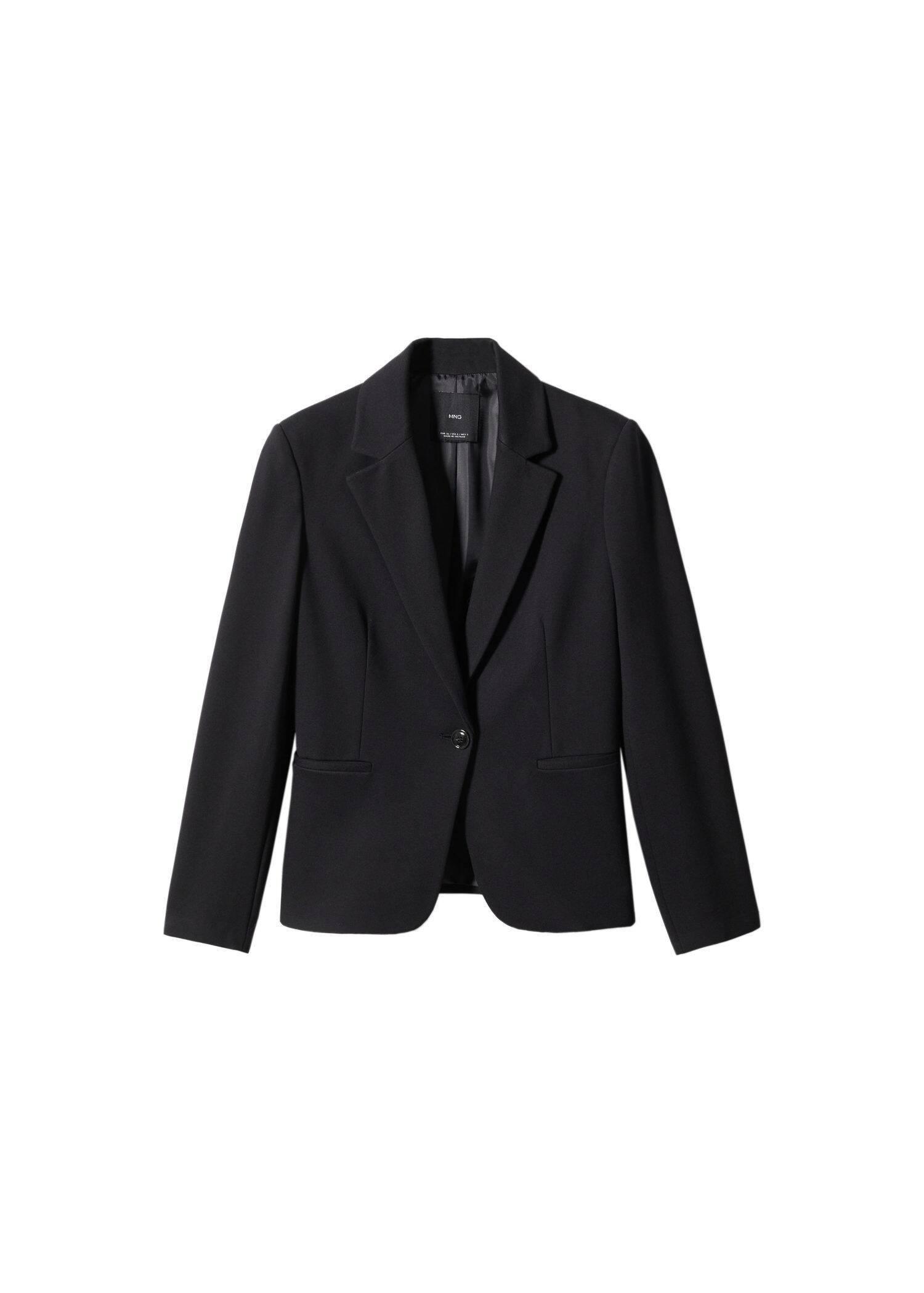 Black Fitted Blazer With Blunt Stitch, , large image number 4