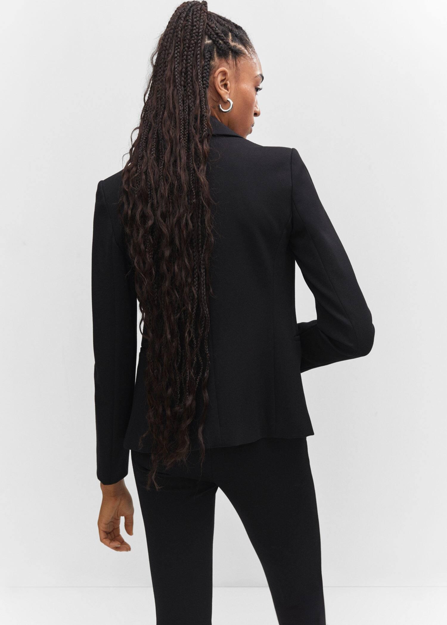 Black Fitted Blazer With Blunt Stitch, , large image number 6