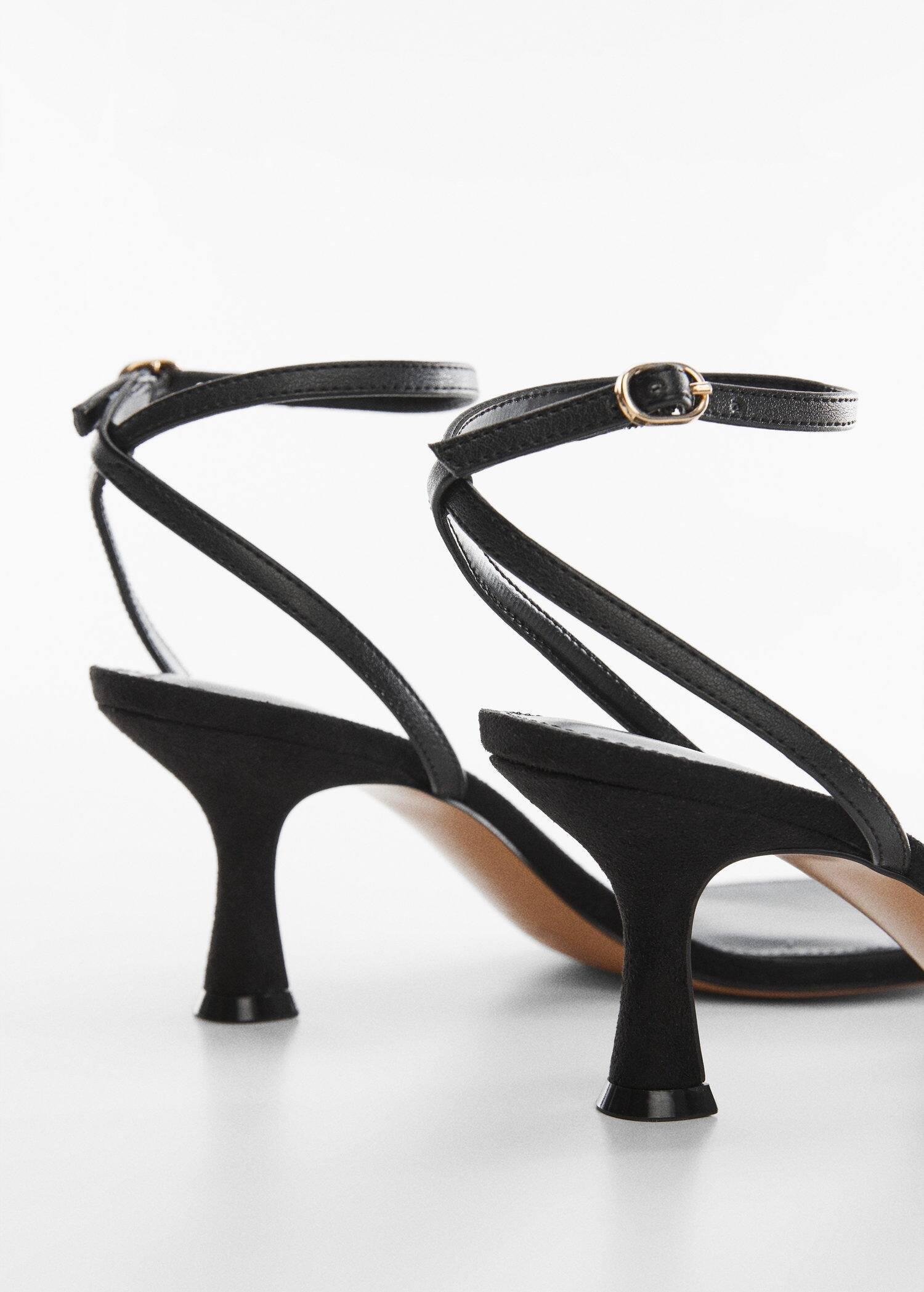 Black Ankle-Cuff Heeled Sandals, , large image number 2