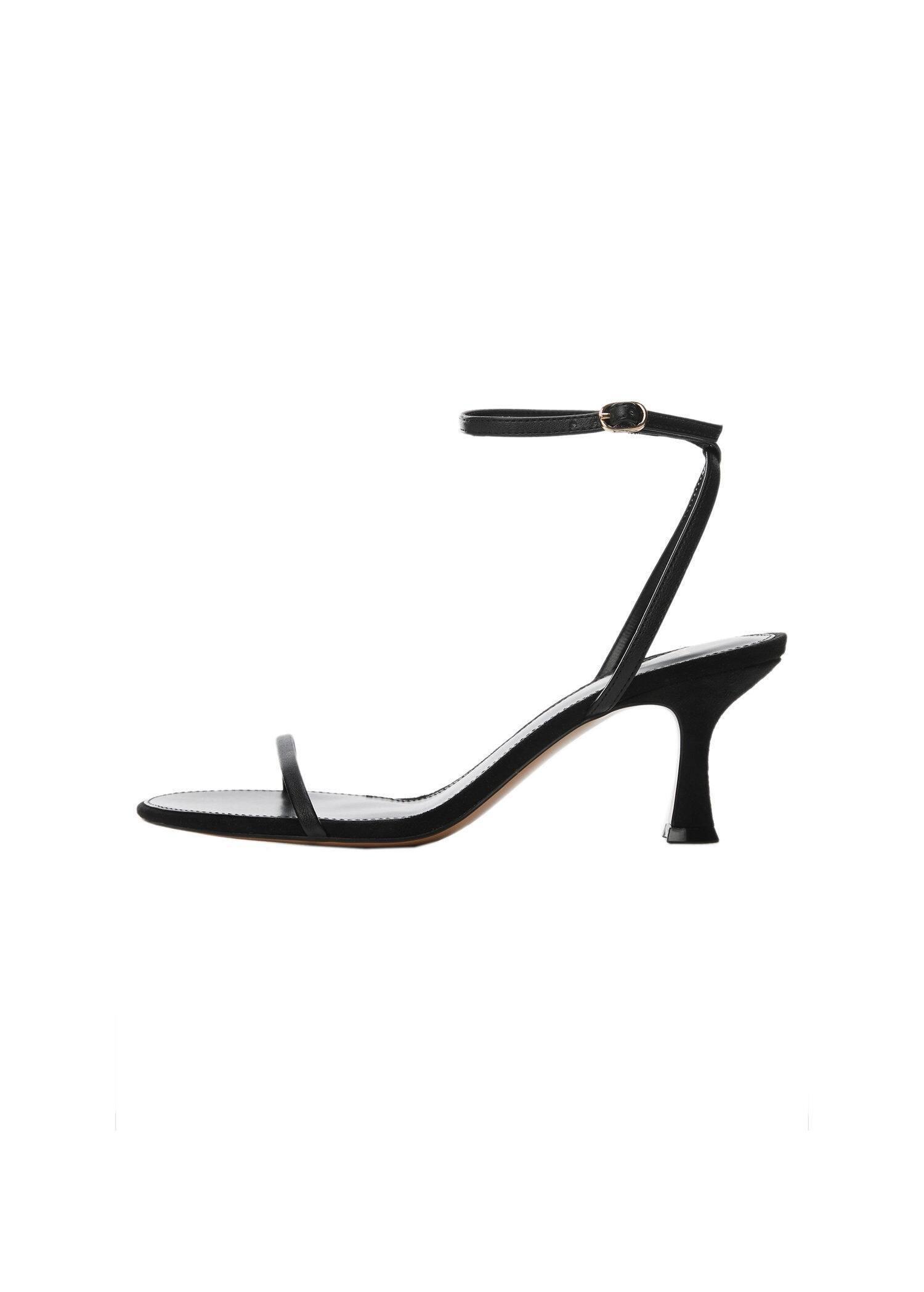 Black Ankle-Cuff Heeled Sandals, , large image number 3