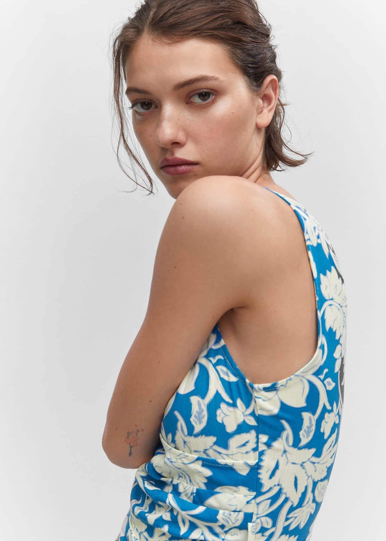 Blue Floral Wrap Jumpsuit, , large image number 1