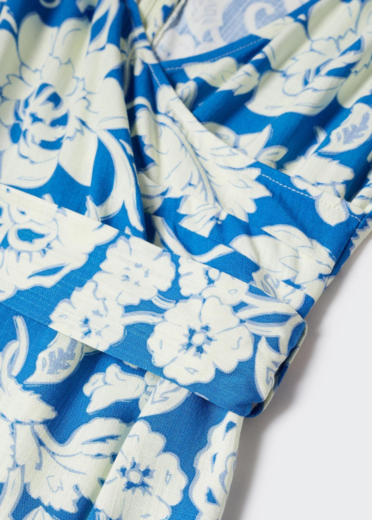 Blue Floral Wrap Jumpsuit, , large image number 4
