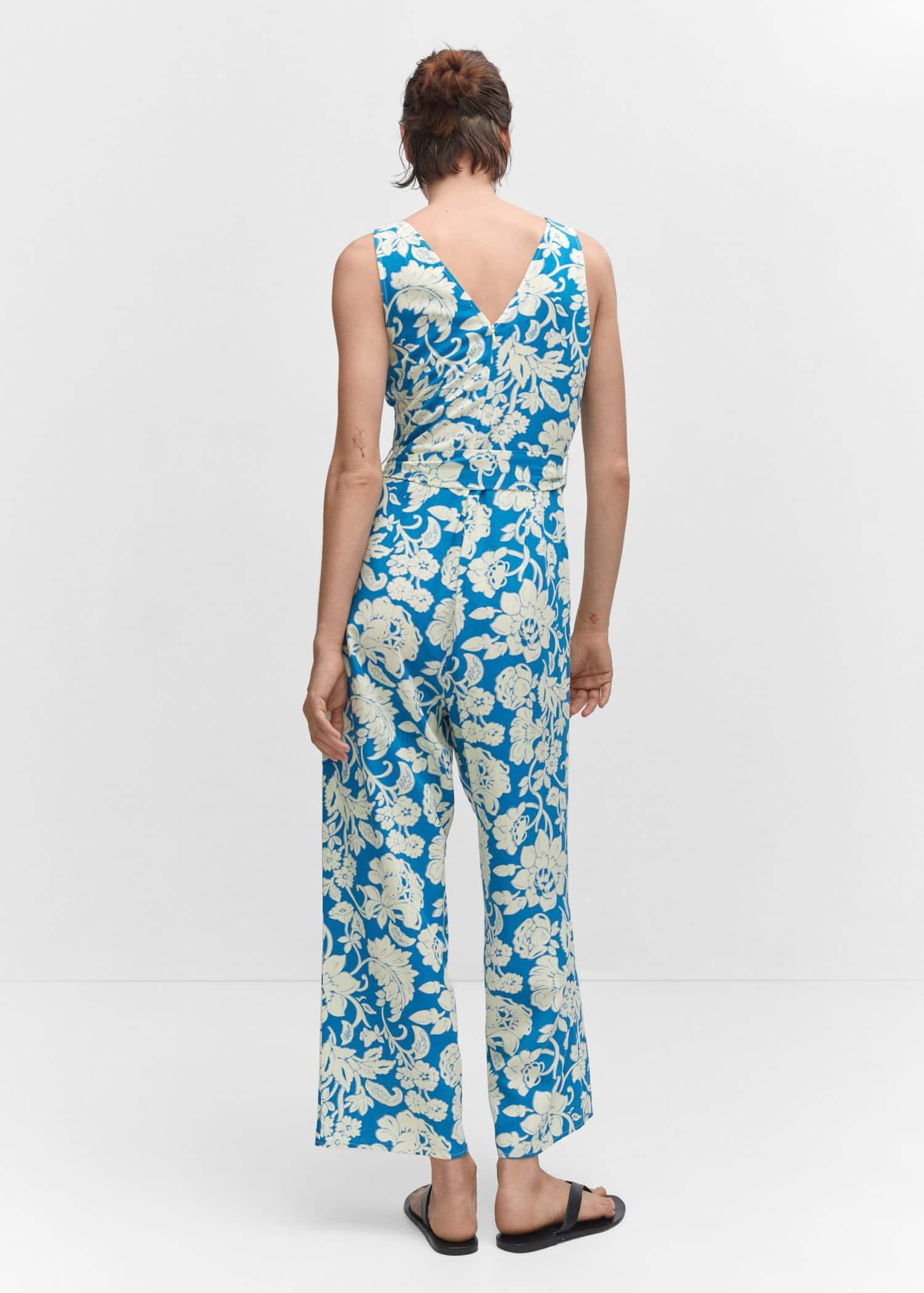 Blue Floral Wrap Jumpsuit, , large image number 5