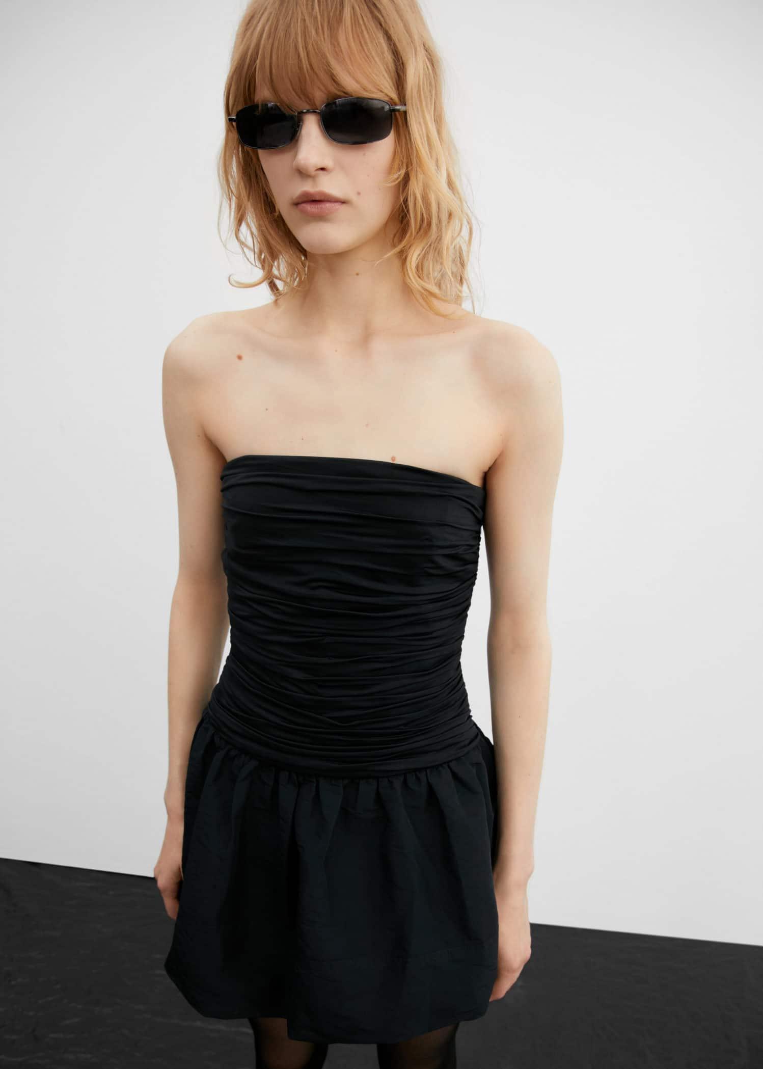 Black Draped Body Dress, , large image number 0