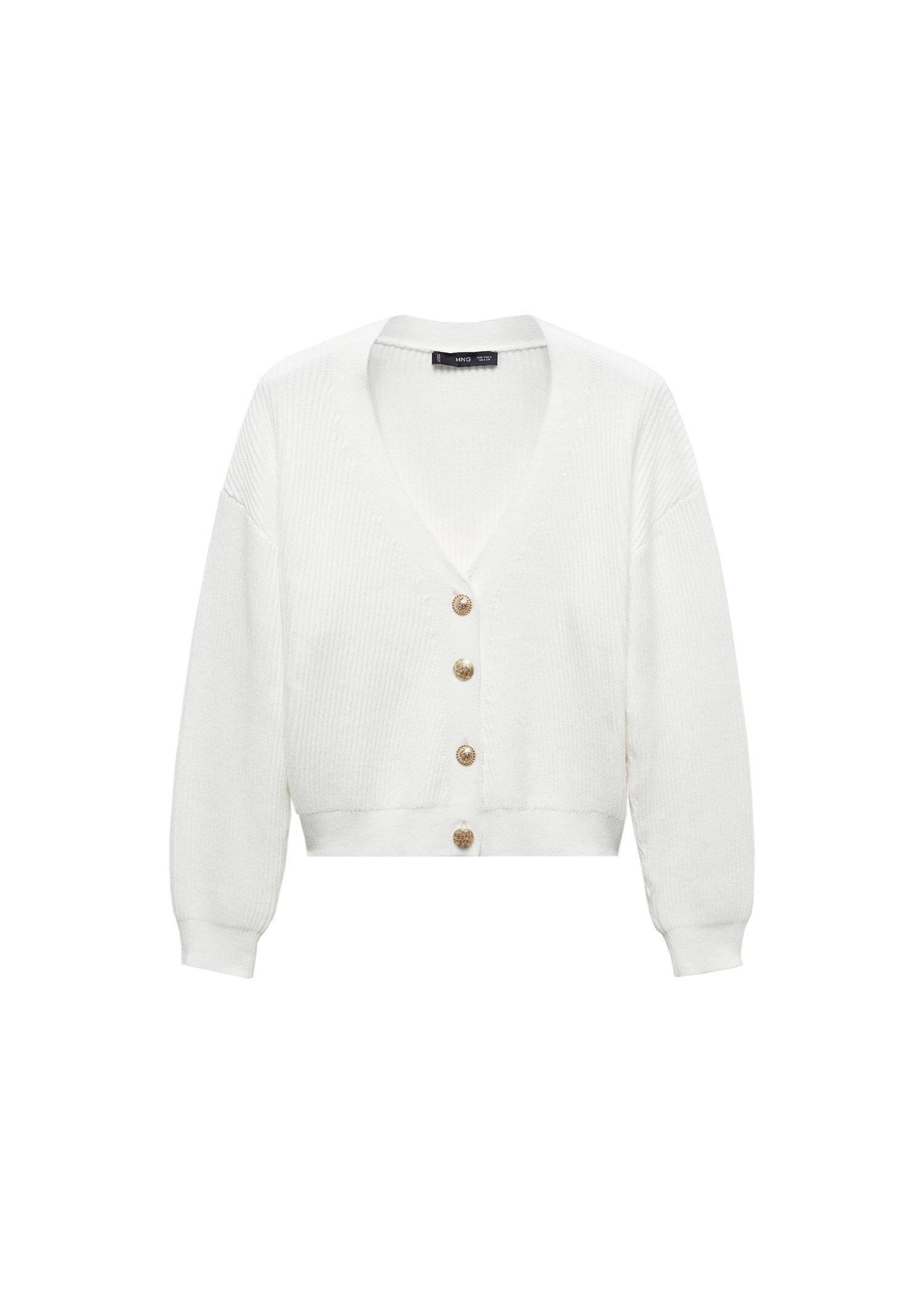 Beige Lurex Chunky-Knit Cardigan, , large image number 3