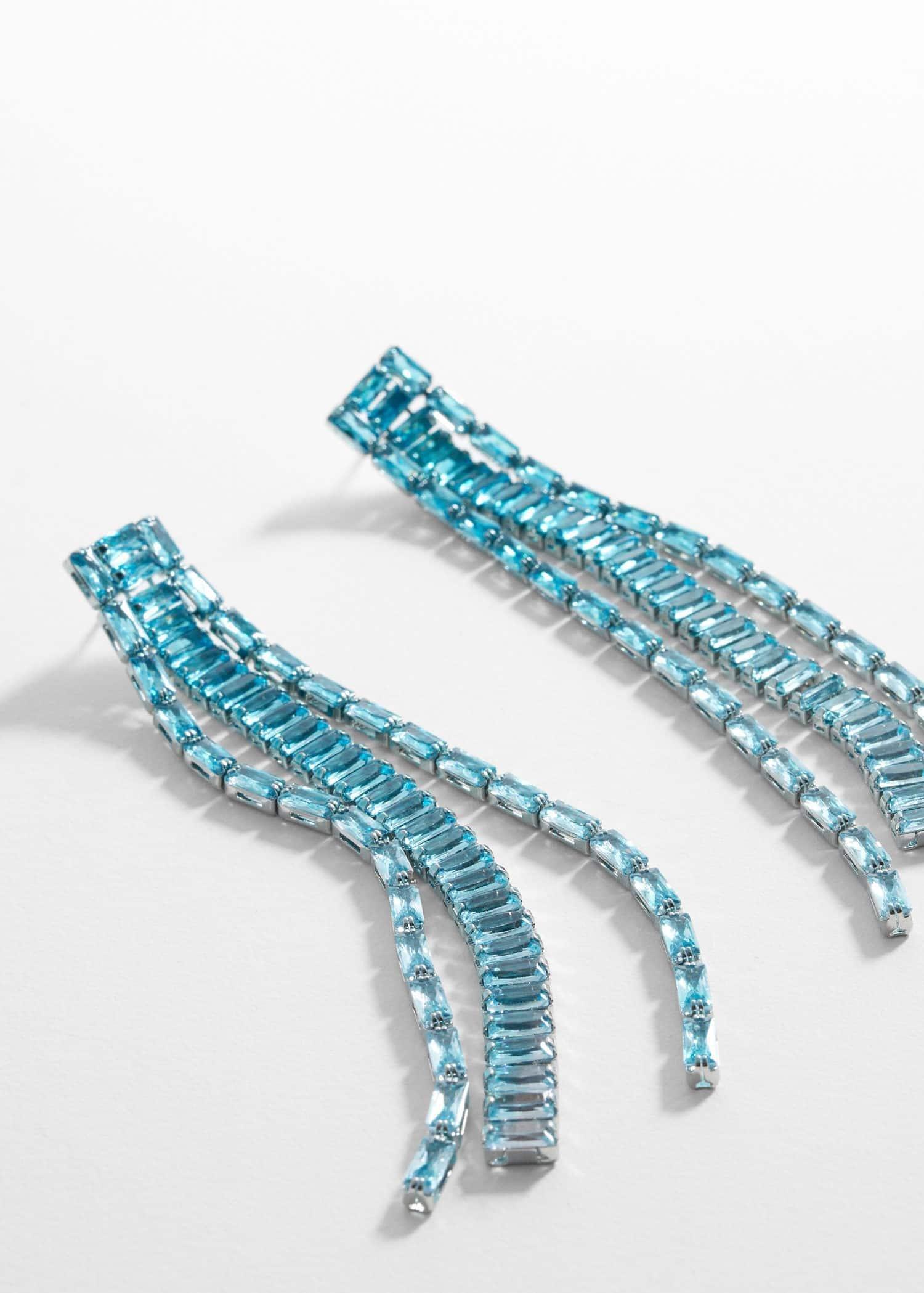 Blue Long Strass Earrings, , large image number 0