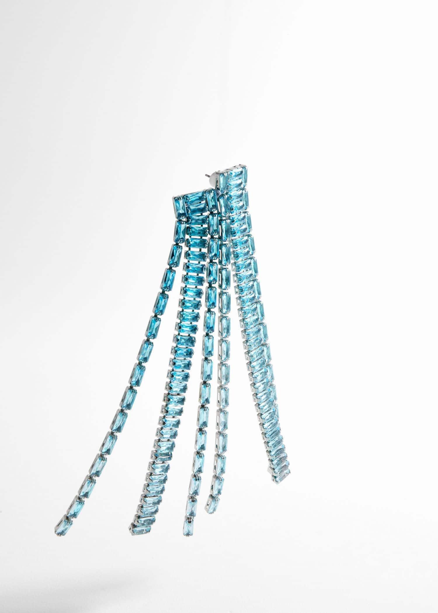 Blue Long Strass Earrings, , large image number 1
